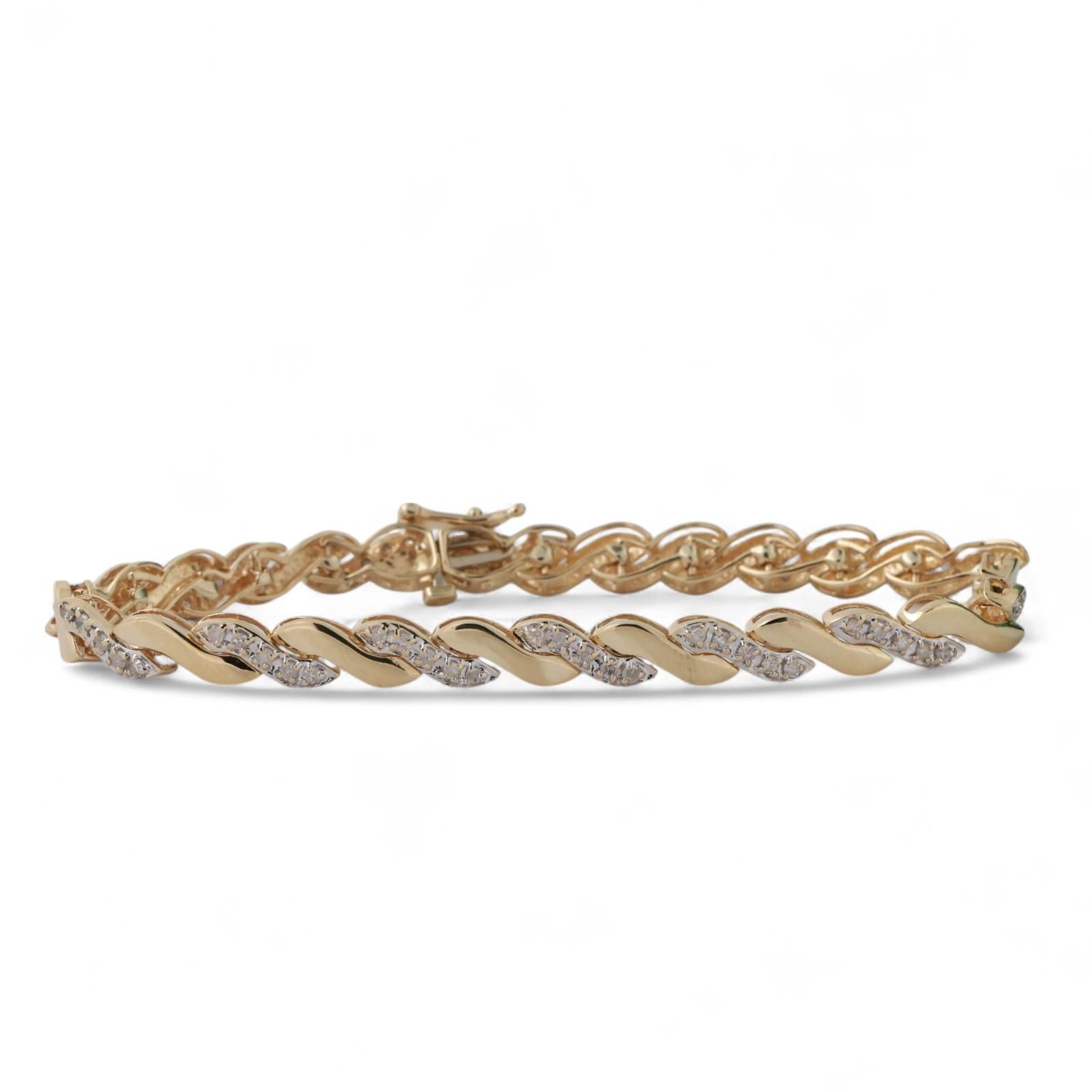 1.40 TW Diamond S Link Bracelet 14K Yellow Gold Ladies Estate 7"