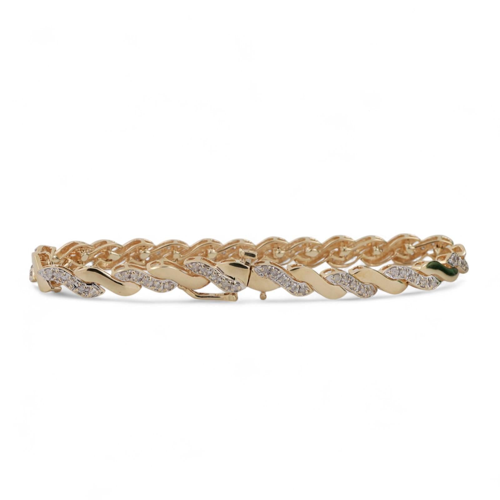 1.40 TW Diamond S Link Bracelet 14K Yellow Gold Ladies Estate 7"