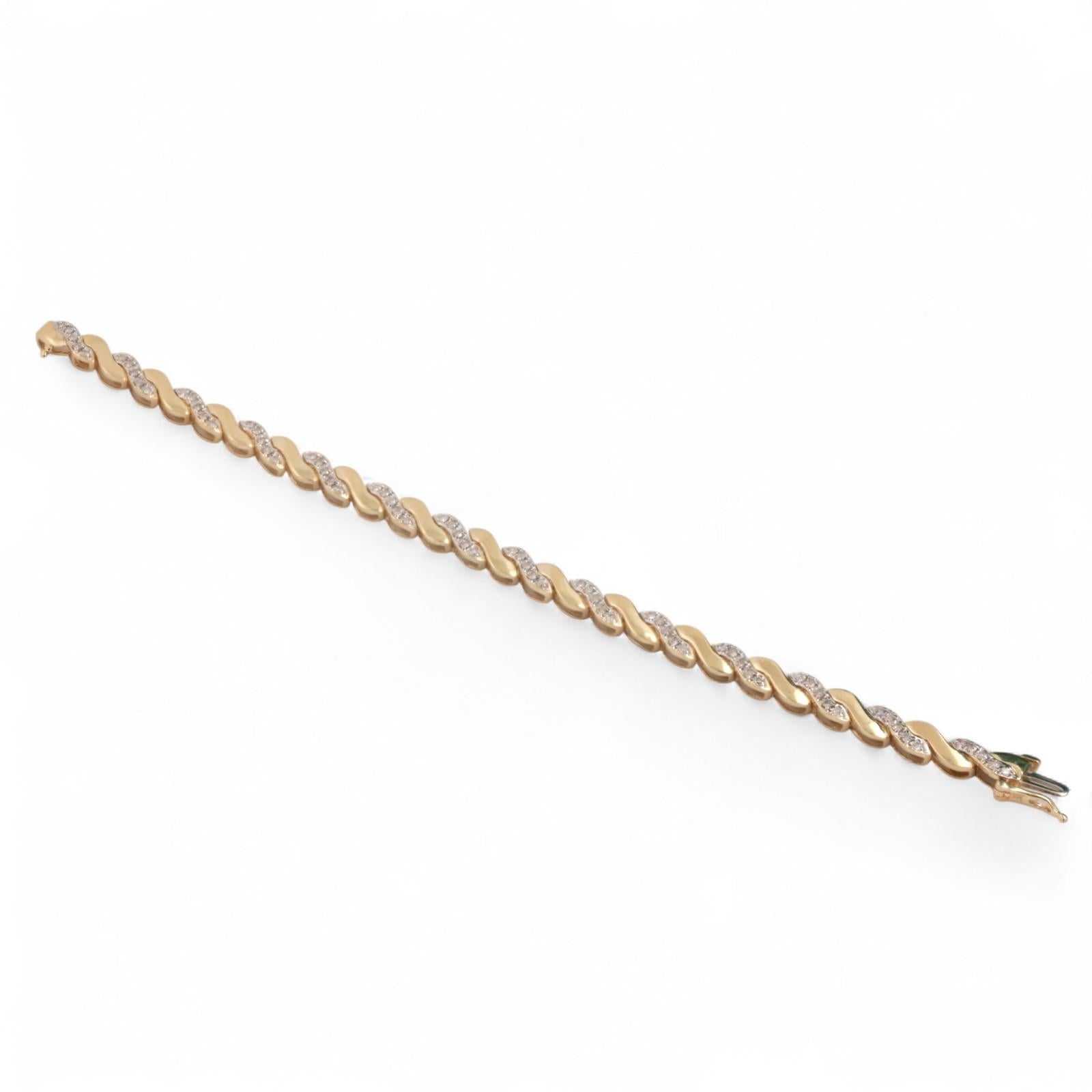 1.40 TW Diamond S Link Bracelet 14K Yellow Gold Ladies Estate 7"