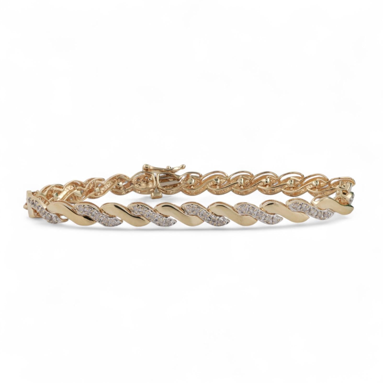 1.40 TW Diamond S Link Bracelet 14K Yellow Gold Ladies Estate 7"