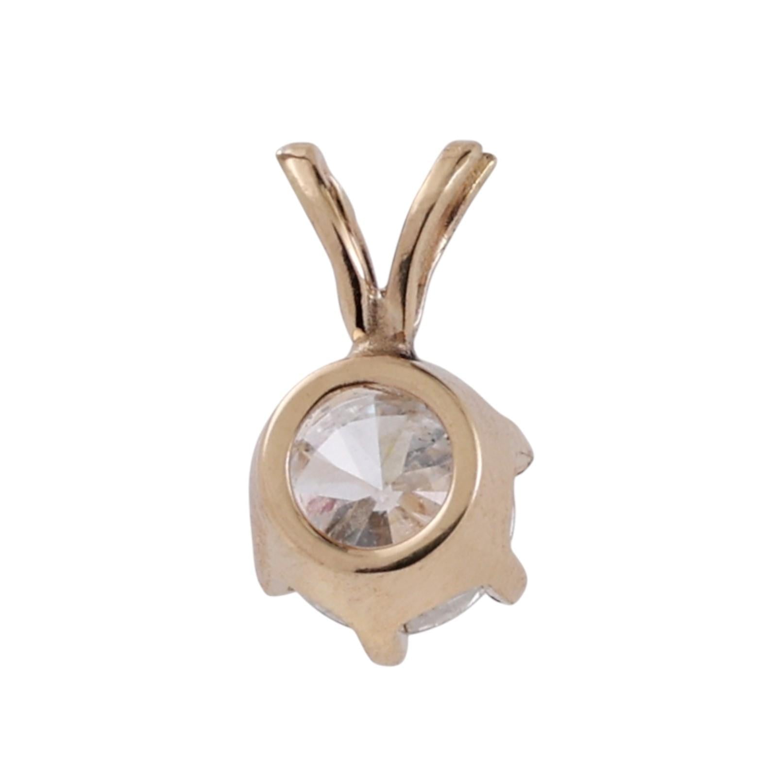 NEW 0.76 CT Round Diamond Solitaire Pendant 14K Yellow Gold 6-Prong Set 0.45"