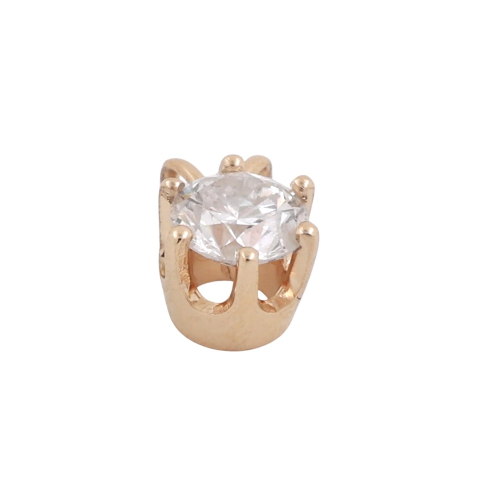 NEW 0.76 CT Round Diamond Solitaire Pendant 14K Yellow Gold 6-Prong Set 0.45"