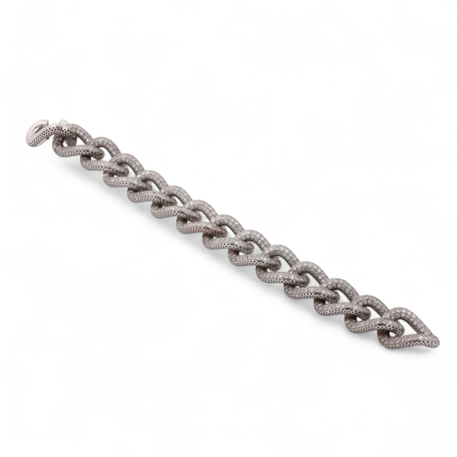 12.00 TW Diamond Circle Link Chain Bracelet 14K White Gold 7.25" Ladies Estate