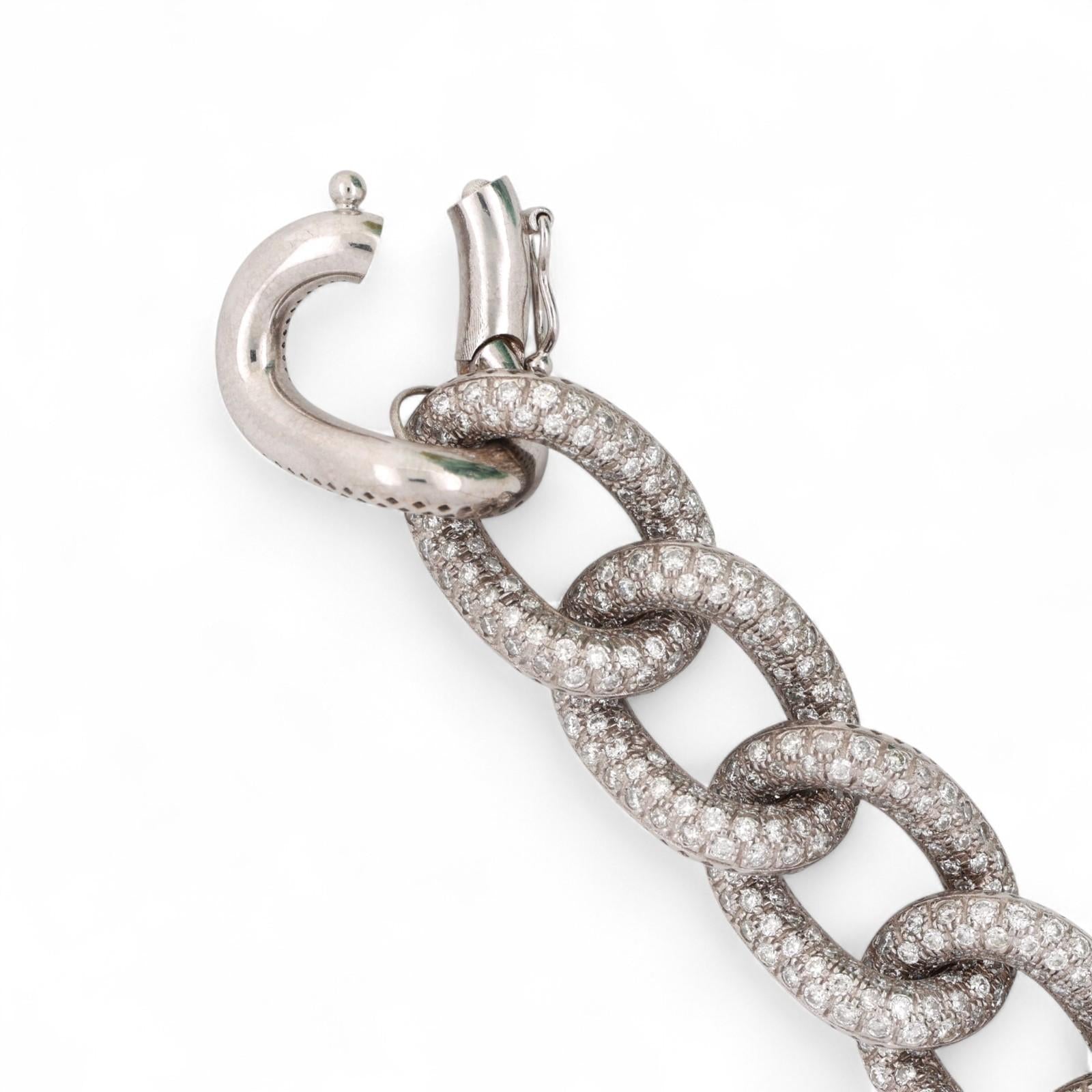 12.00 TW Diamond Circle Link Chain Bracelet 14K White Gold 7.25" Ladies Estate