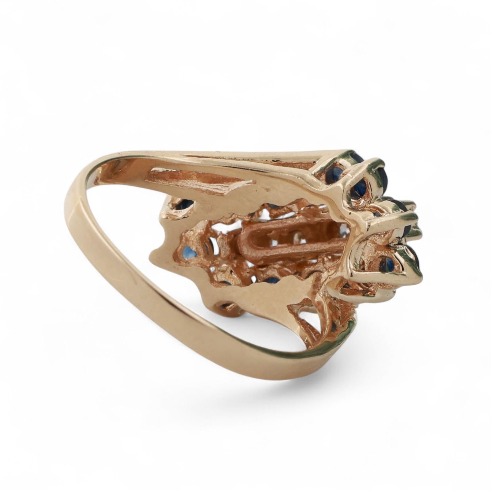 Sapphire Diamond Cocktail Ring 14K Yellow Gold 2.03 CTW Size 8.5 Ladies Estate