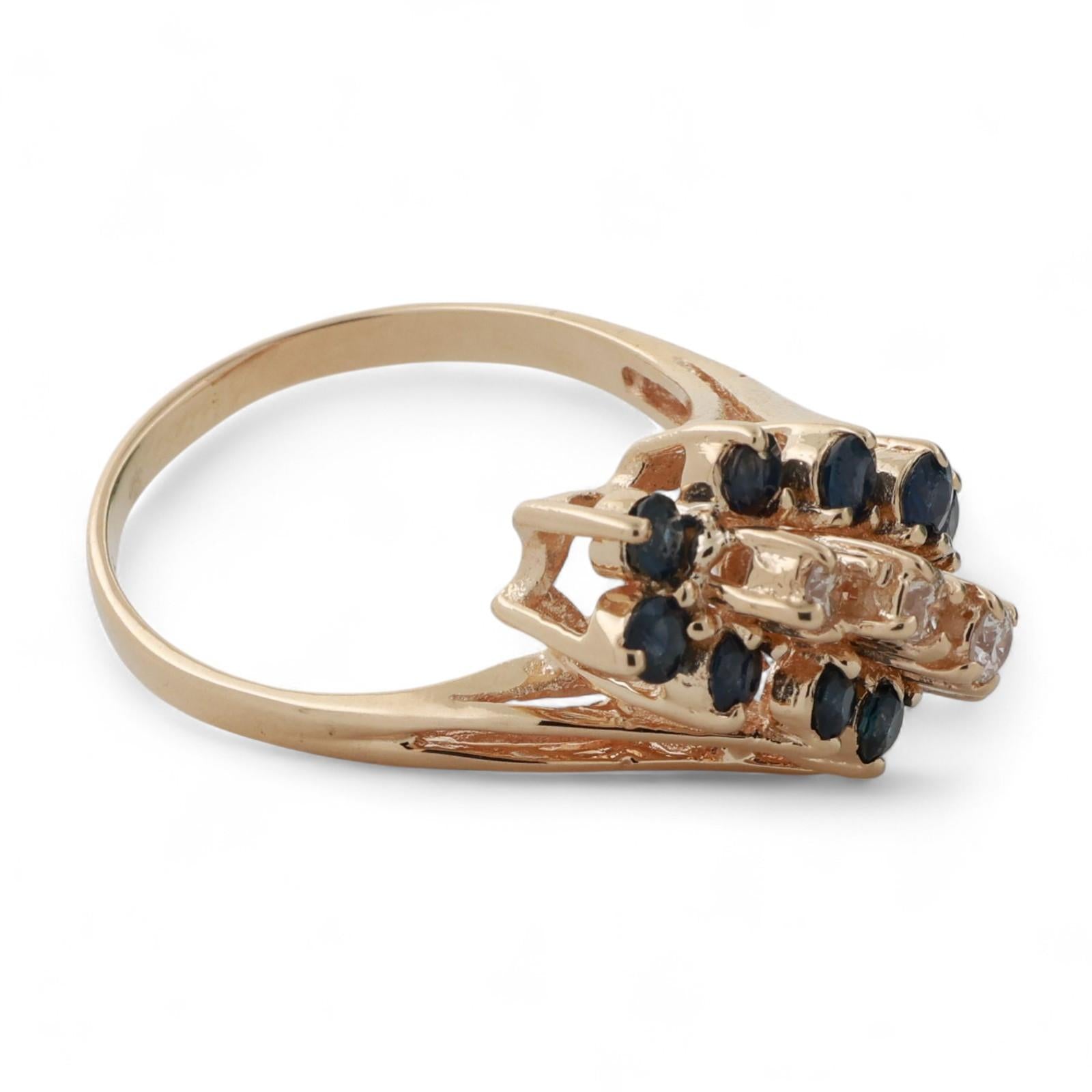 Sapphire Diamond Cocktail Ring 14K Yellow Gold 2.03 CTW Size 8.5 Ladies Estate