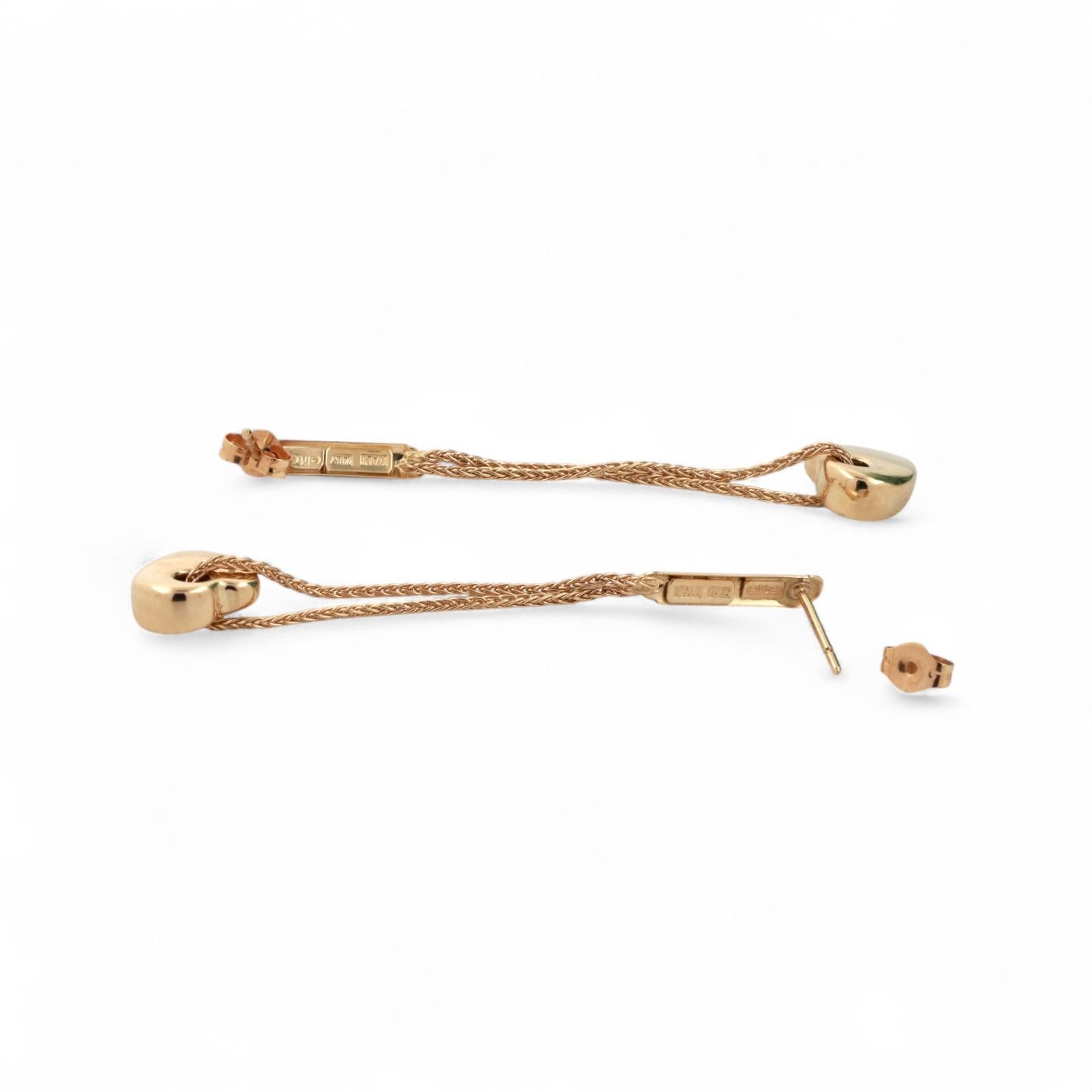 Drop Dangle Heart Earrings 14K Yellow Gold Chain Link 2.20" Ladies Estate