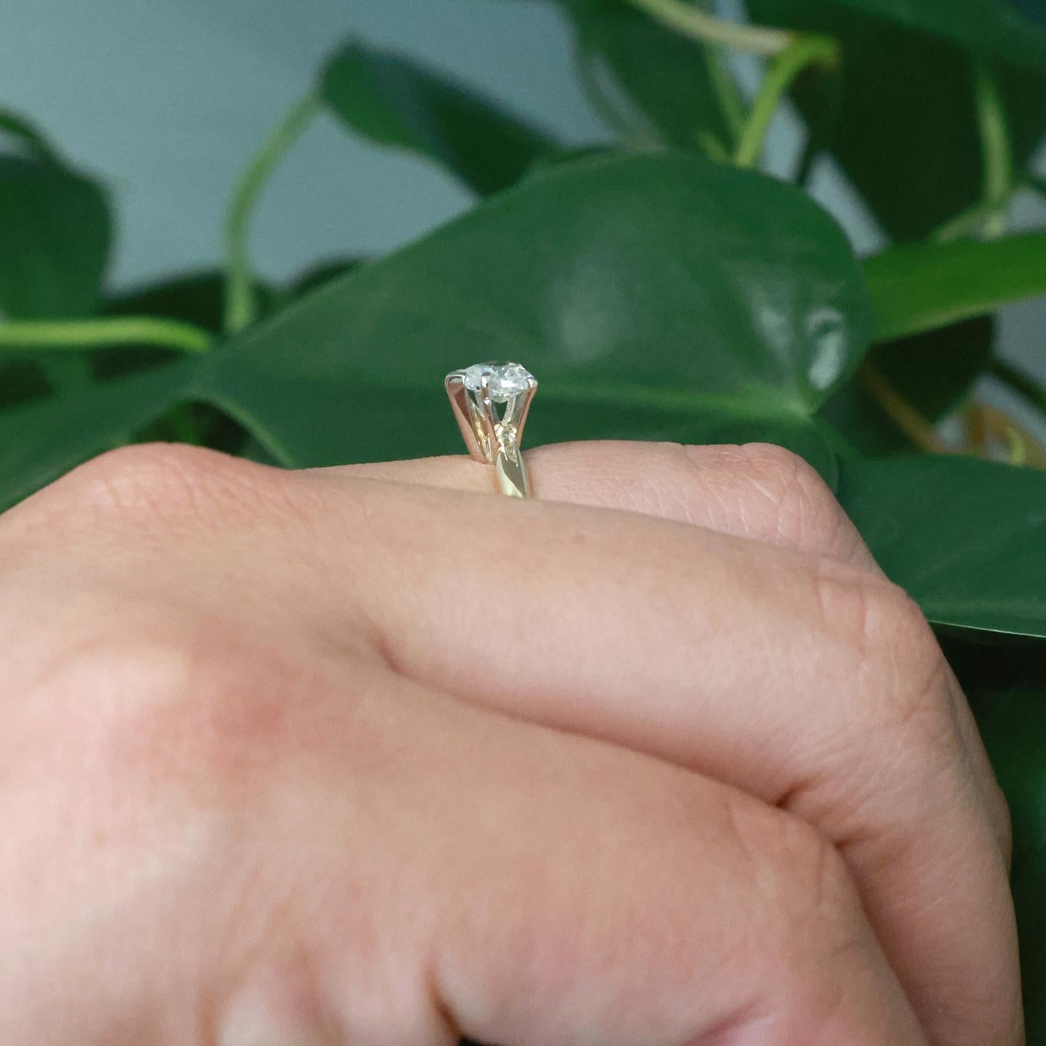 Heart Shape Diamond Solitaire Engagement Ring 14K Gold 0.64 CT Size 5.5 Estate