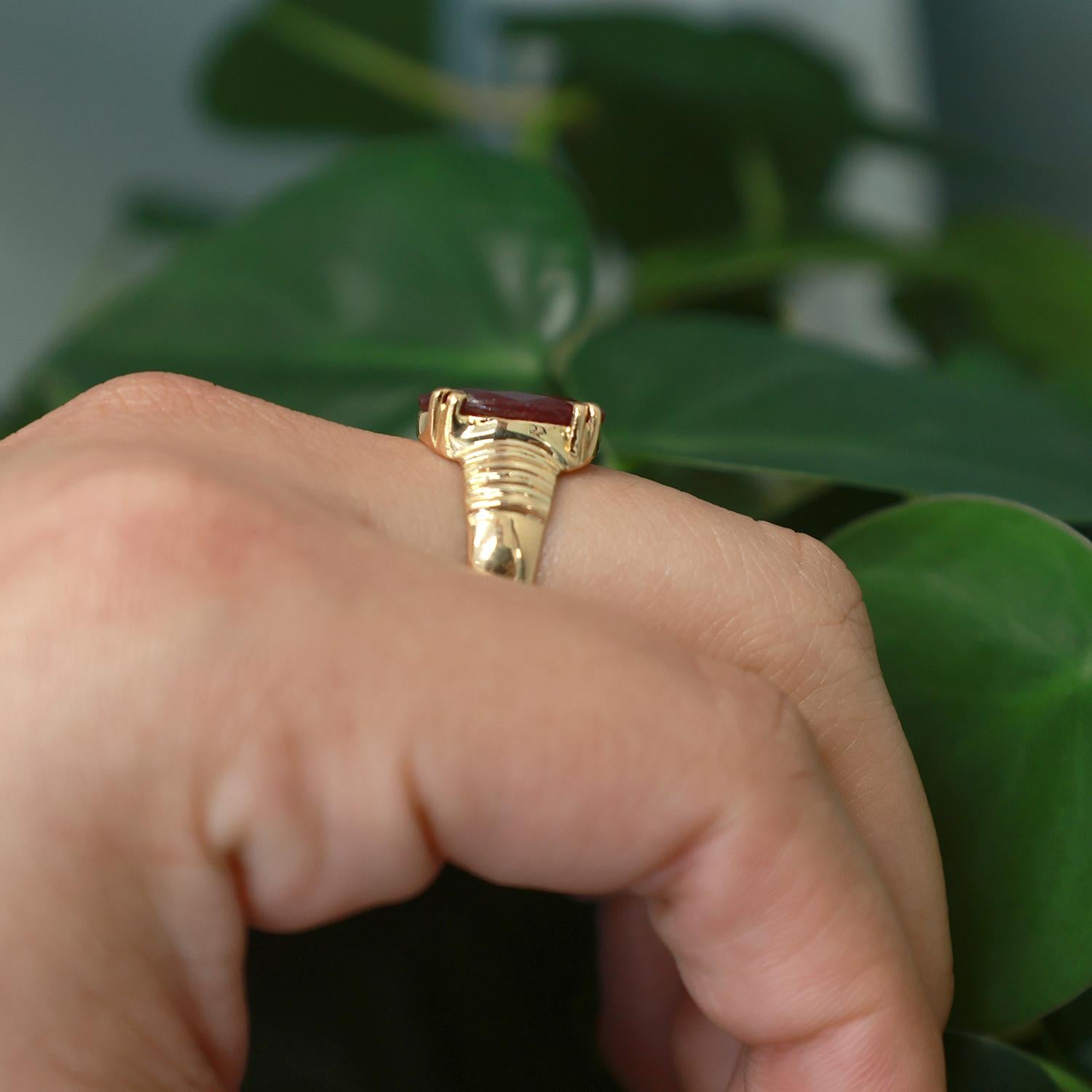 7.10 CT Solitaire Oval Cut Ruby Cocktail Ring 21K Yellow Gold Size 8.75 Estate