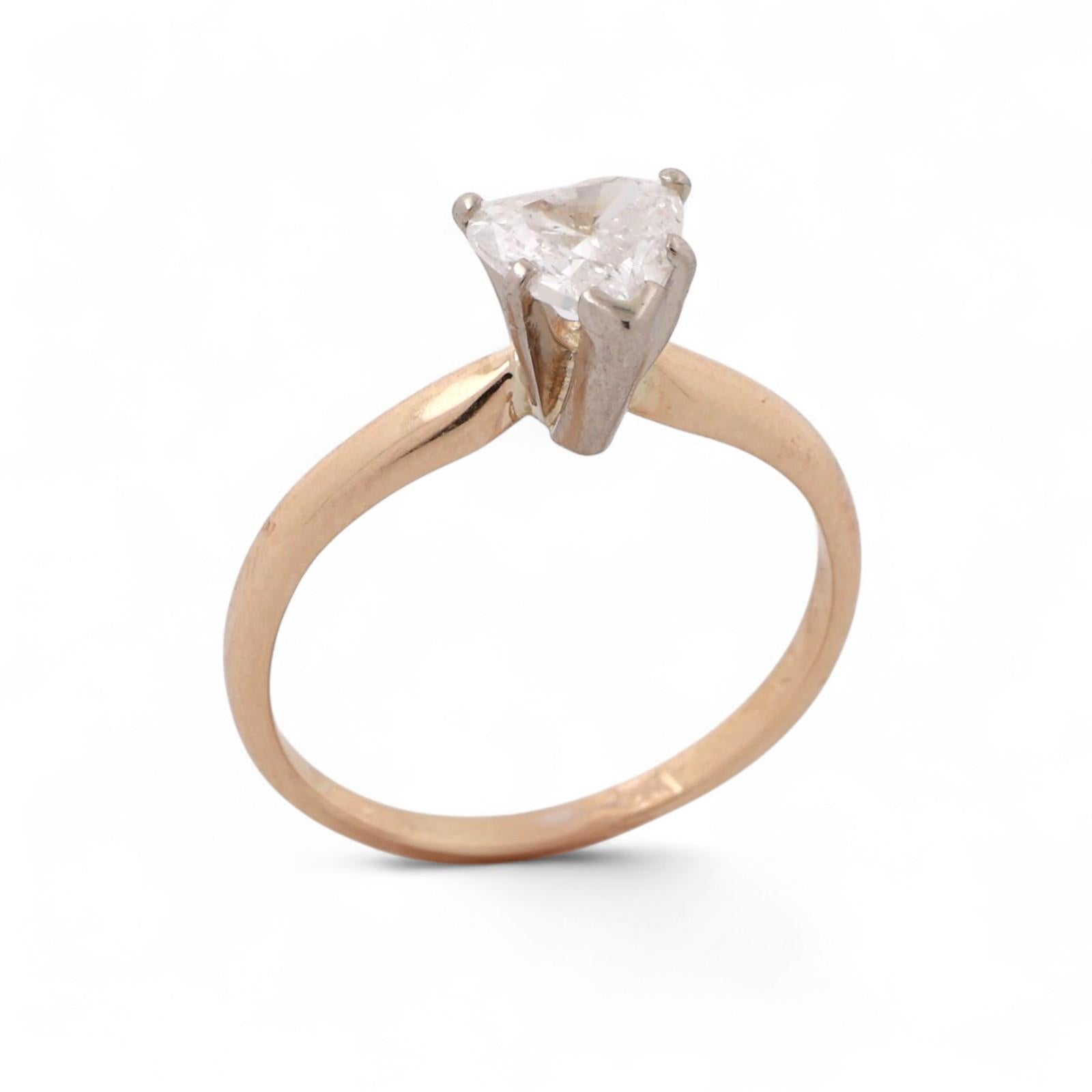 Heart Shape Diamond Solitaire Engagement Ring 14K Gold 0.64 CT Size 5.5 Estate