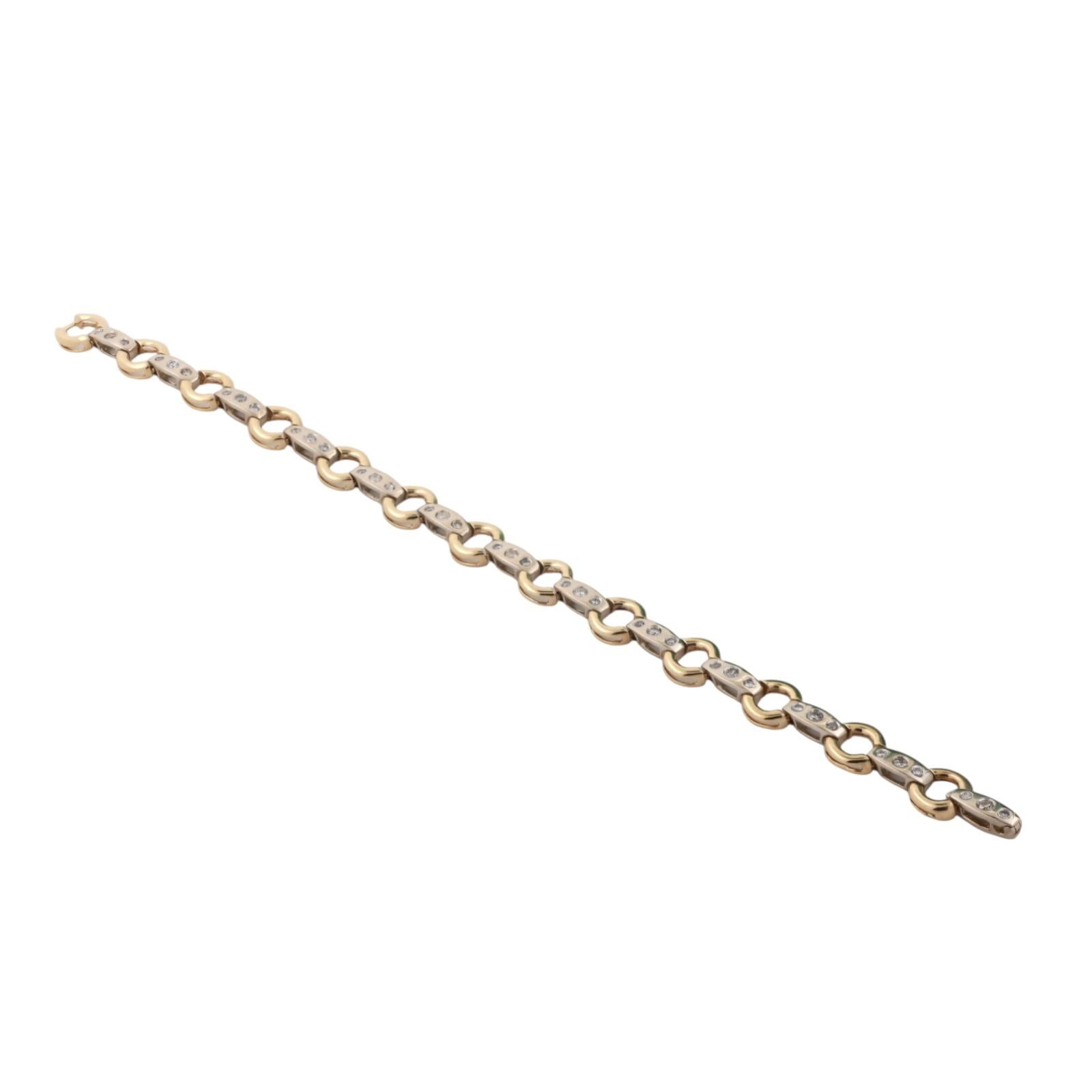 Diamond Circle Bar Station Bracelet 14K Two-Tone Gold 1.00 CTW 7.5" Estate