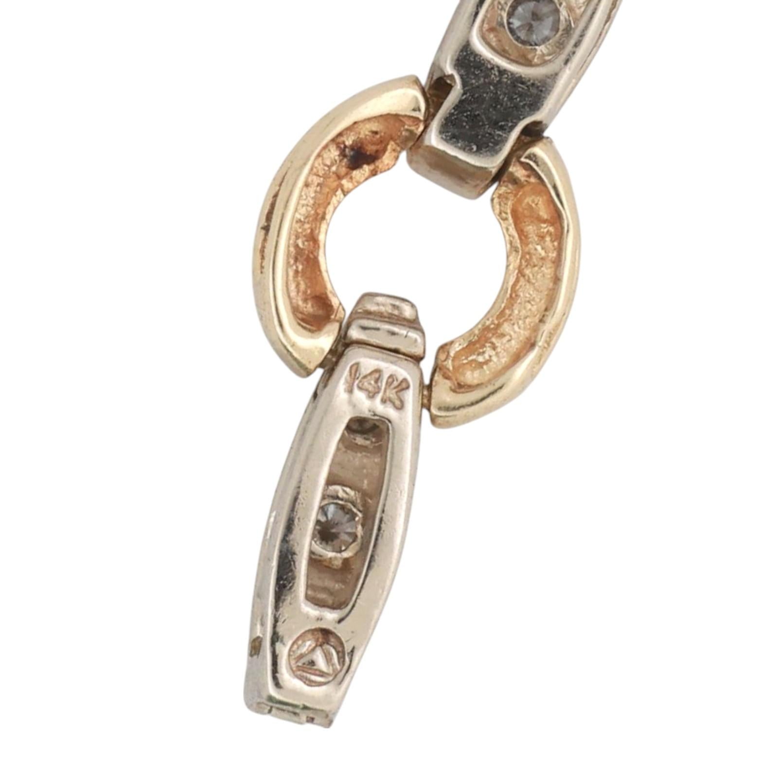 Diamond Circle Bar Station Bracelet 14K Two-Tone Gold 1.00 CTW 7.5" Estate