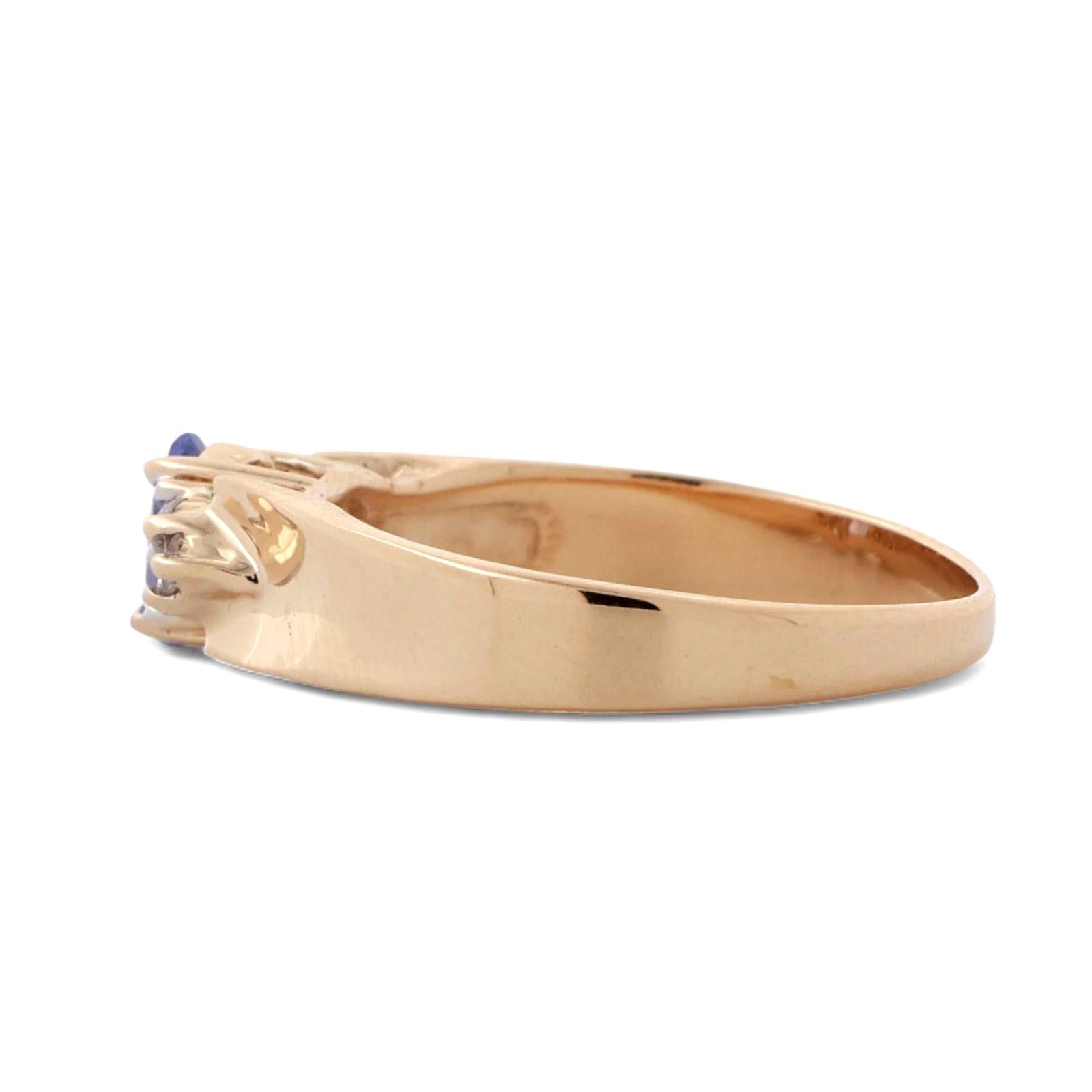 Tanzanite Diamond Cocktail Ring 14K Yellow Gold 0.57 CTW Size 7 Estate