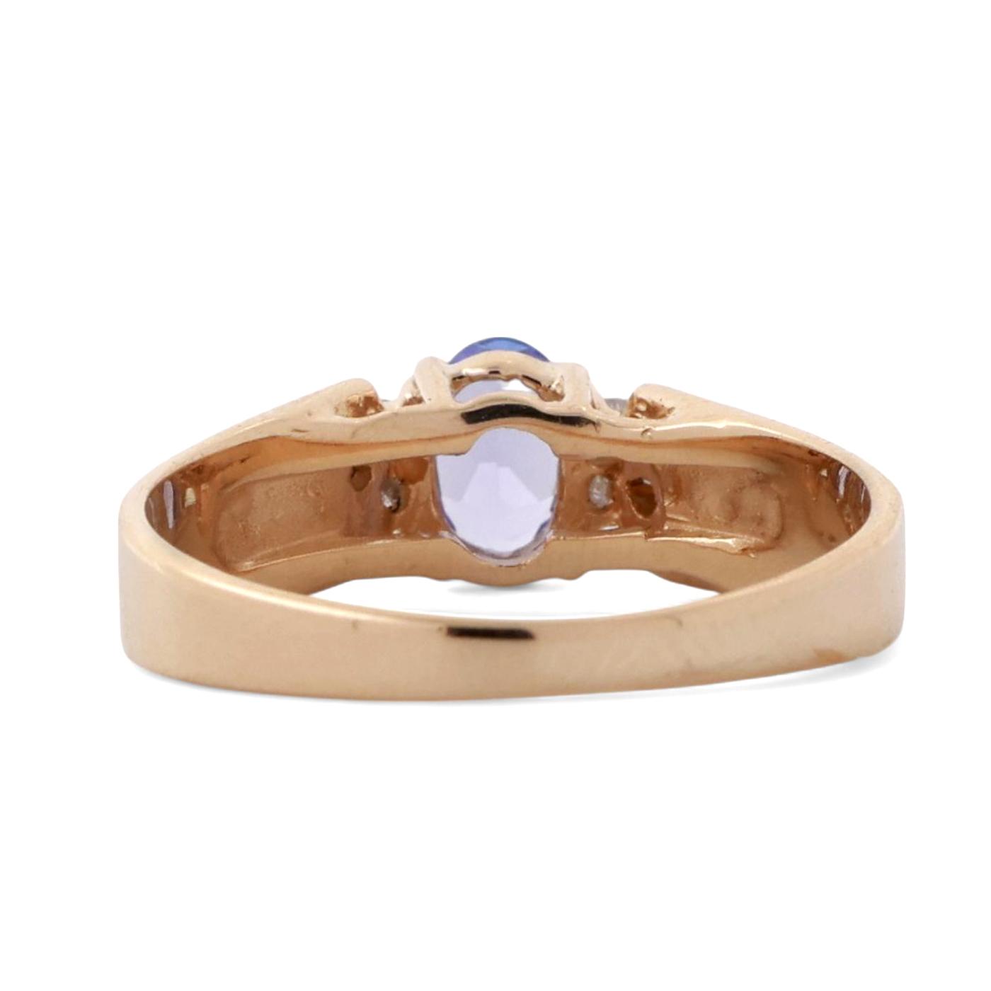 Tanzanite Diamond Cocktail Ring 14K Yellow Gold 0.57 CTW Size 7 Estate