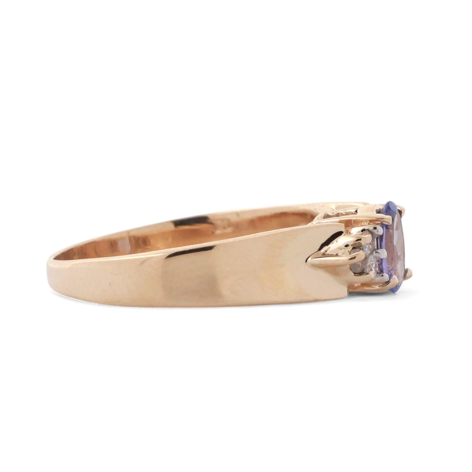 Tanzanite Diamond Cocktail Ring 14K Yellow Gold 0.57 CTW Size 7 Estate