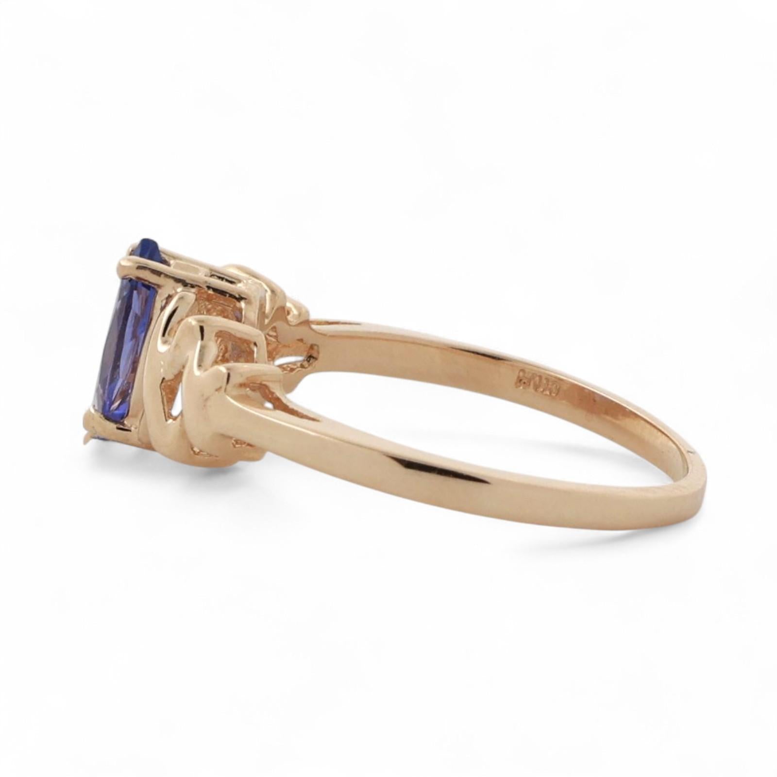 Blue Sapphire Solitaire X Ring 14K Yellow Gold 0.68 CT Synthetic Gem Size 6