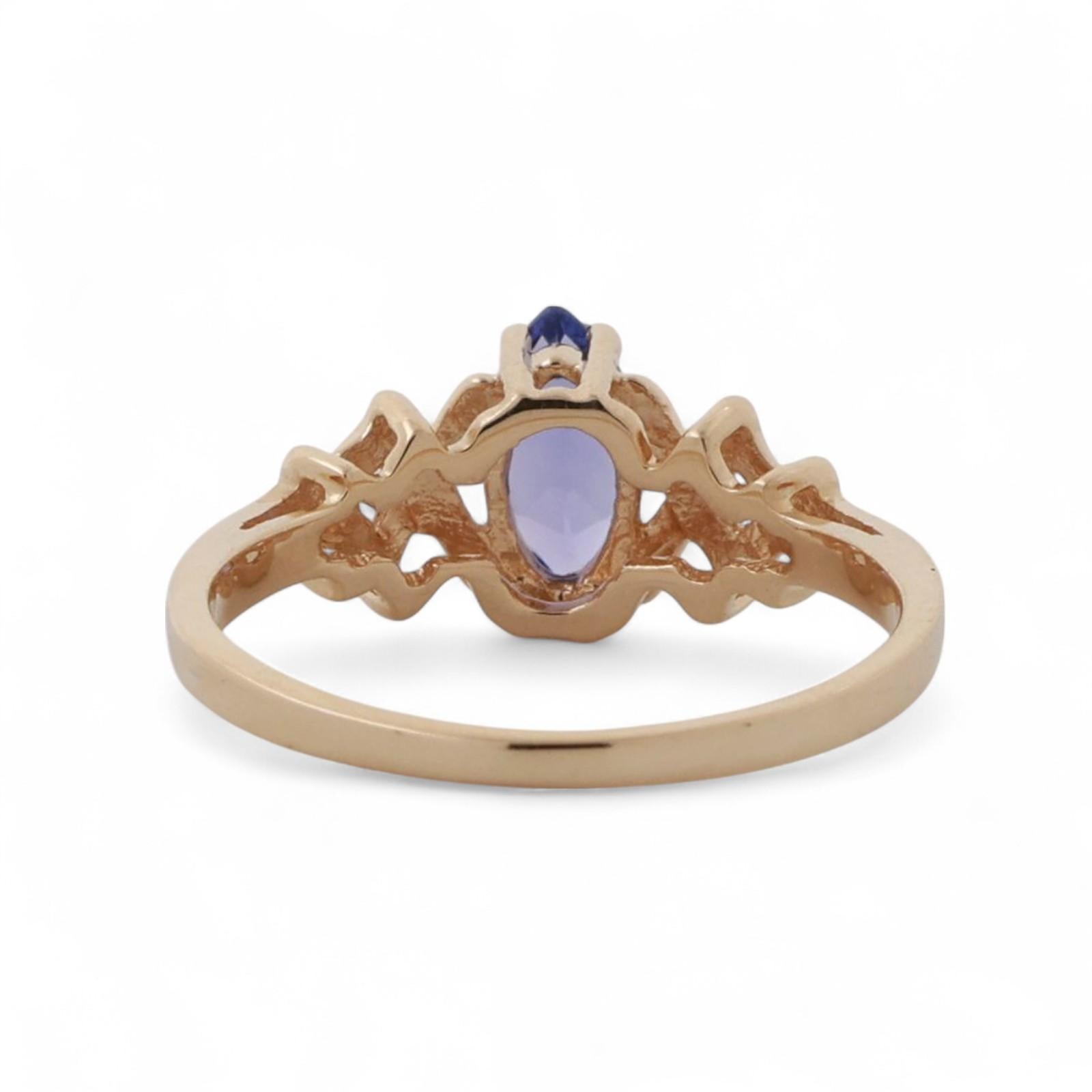 Blue Sapphire Solitaire X Ring 14K Yellow Gold 0.68 CT Synthetic Gem Size 6