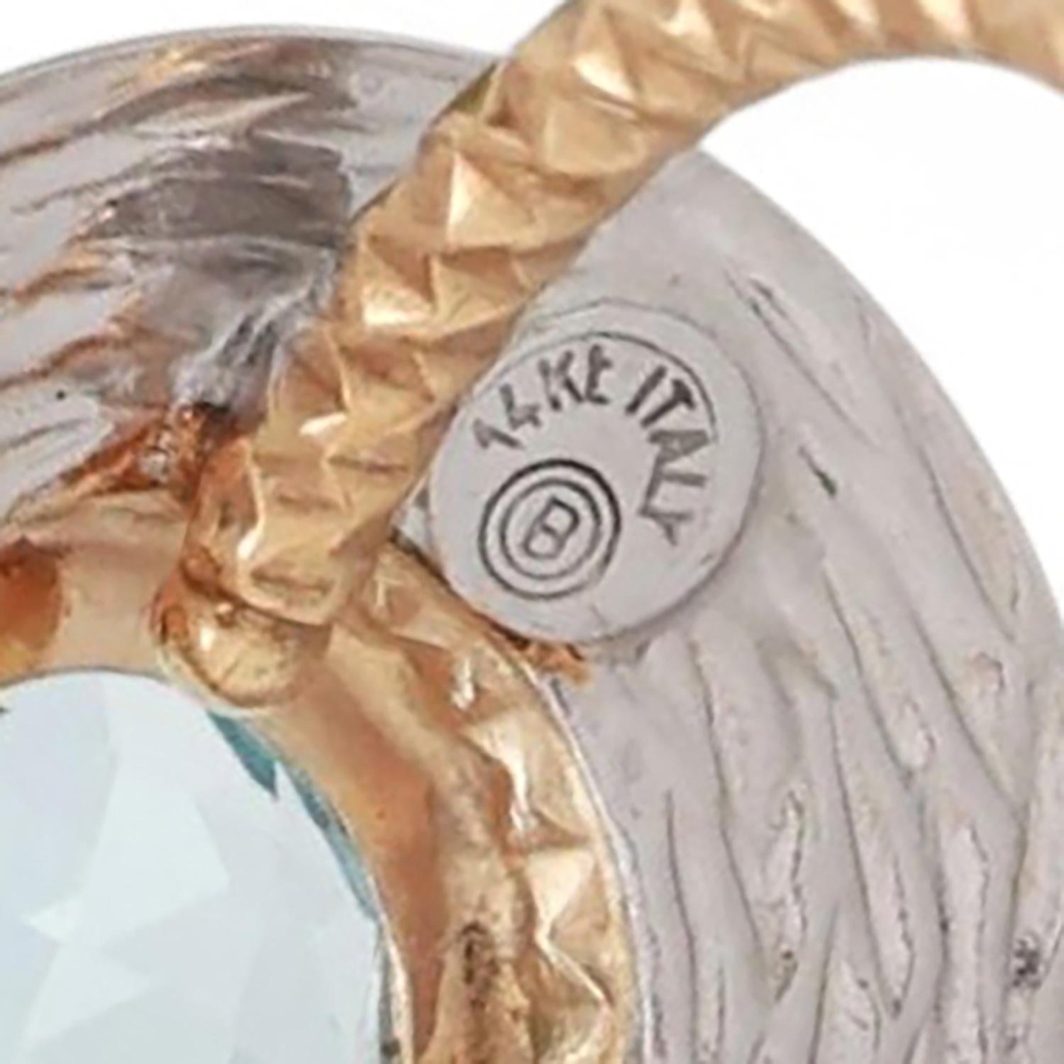2.25 CT Round Blue Topaz Statement Ring 14K Gold Size 5.25 Ladies Estate