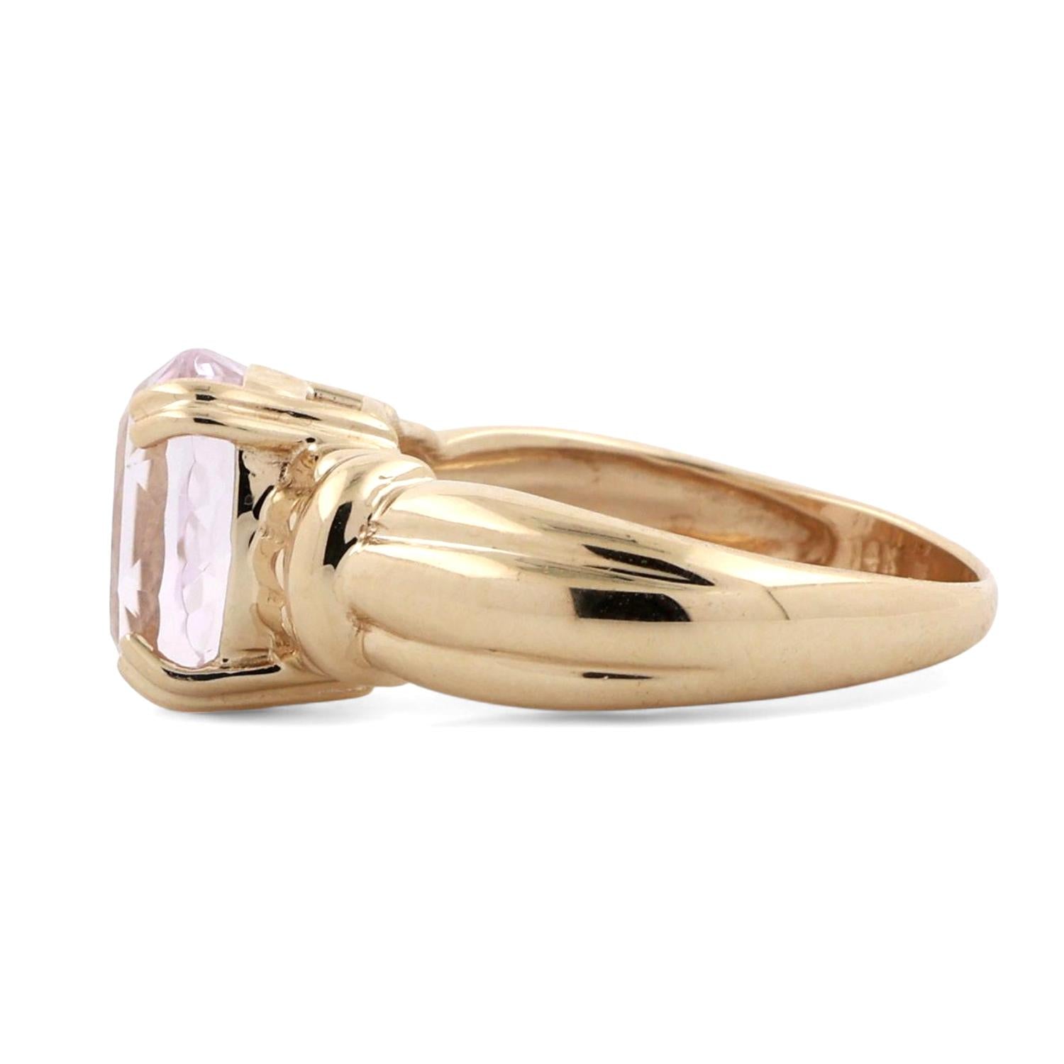 3.58 CT Solitaire Pink Kunzite Cocktail Ring 14K Yellow Gold Size 6 Ladies