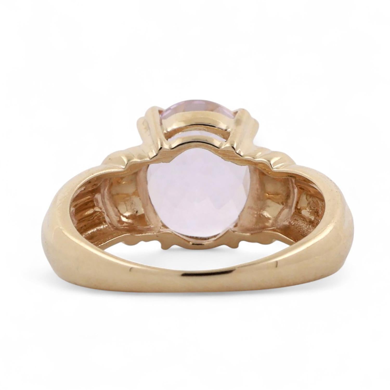 3.58 CT Solitaire Pink Kunzite Cocktail Ring 14K Yellow Gold Size 6 Ladies
