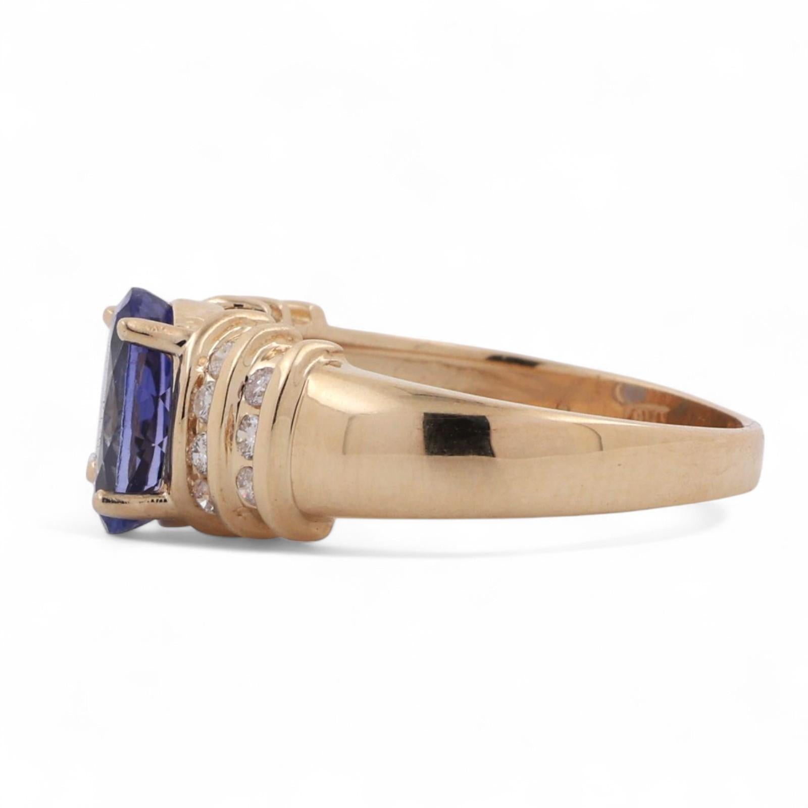 Tanzanite Diamond Cocktail Ring 14K Yellow Gold 1.93 CTW Size 6.5 Estate