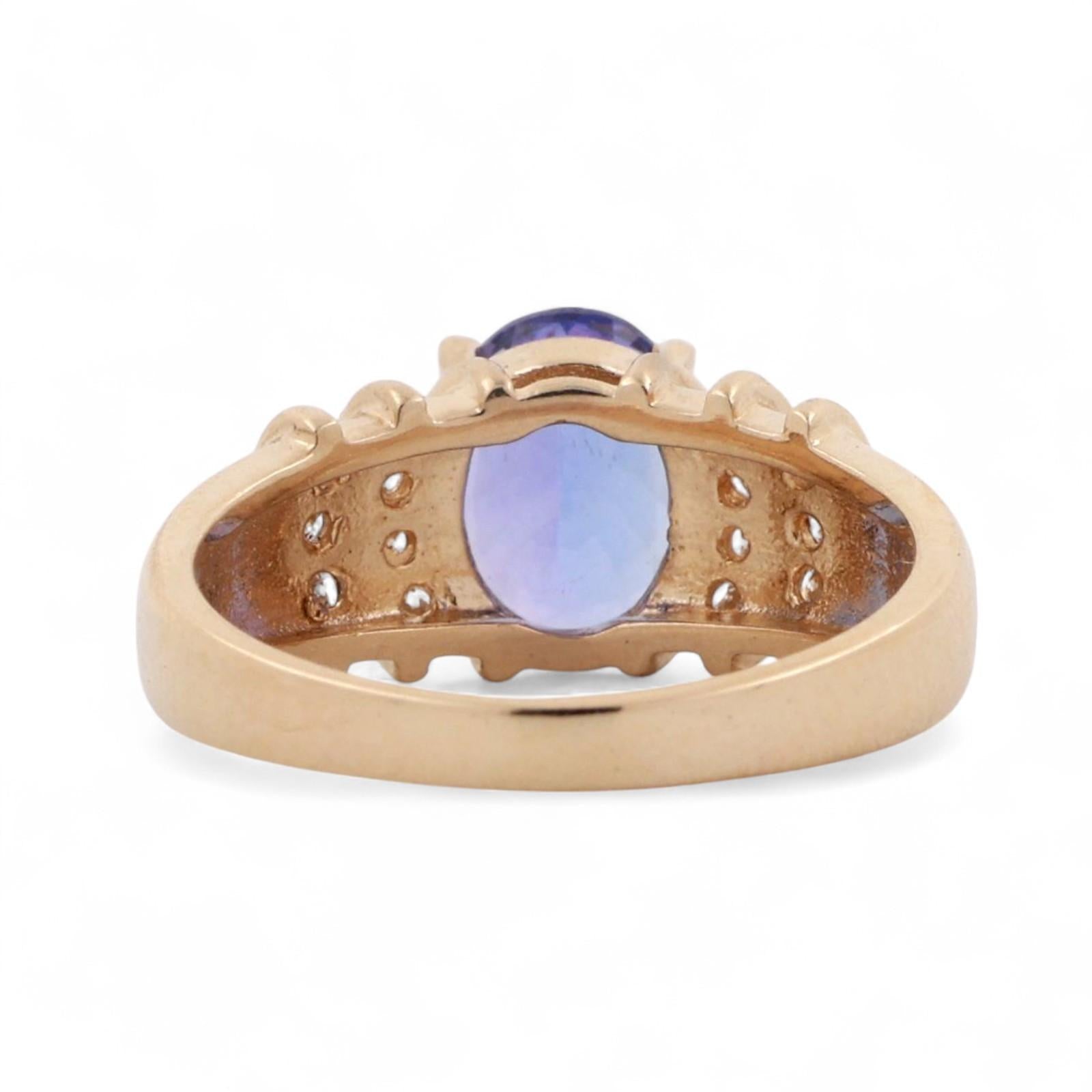 Tanzanite Diamond Cocktail Ring 14K Yellow Gold 1.93 CTW Size 6.5 Estate