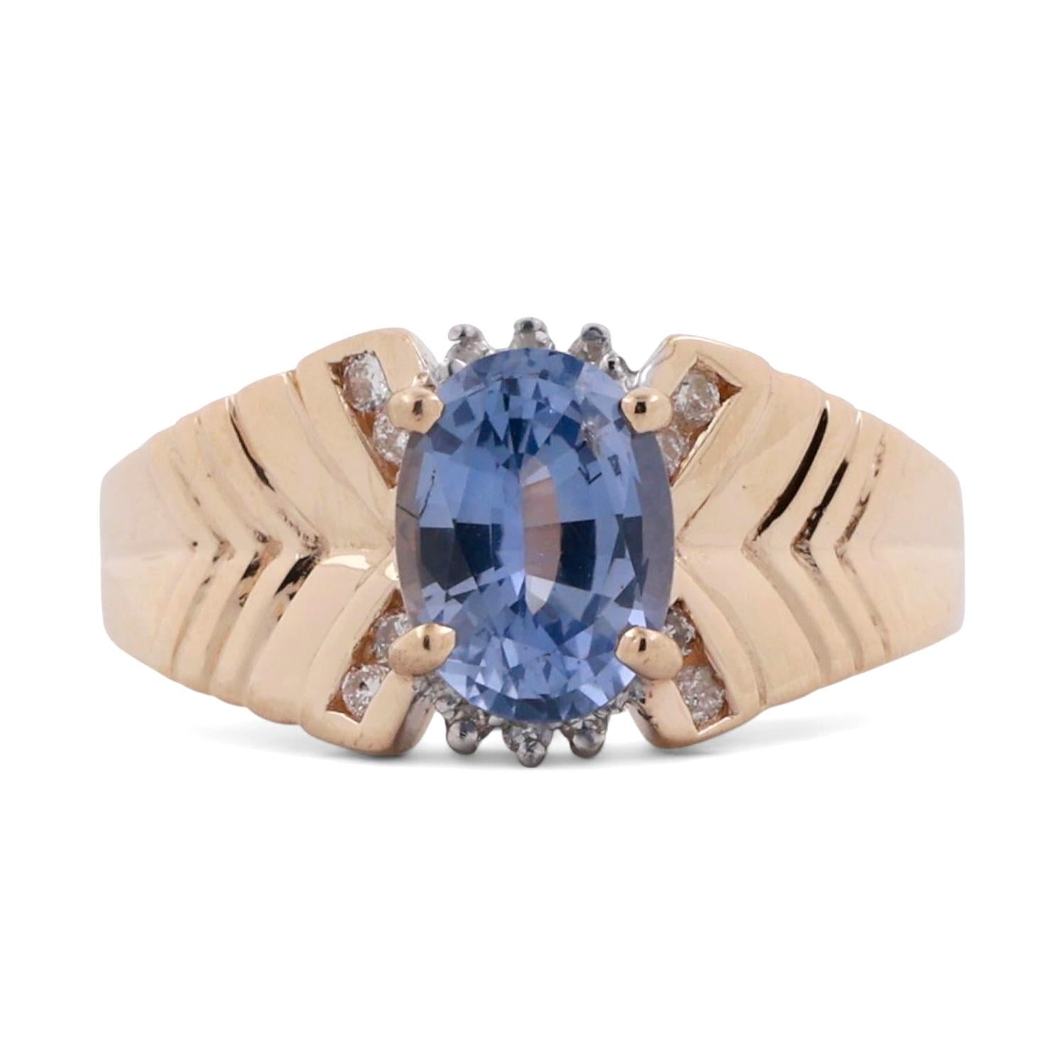 Tanzanite Diamond Cocktail Ring 14K Yellow Gold 1.44 CTW Size 6.75 Estate