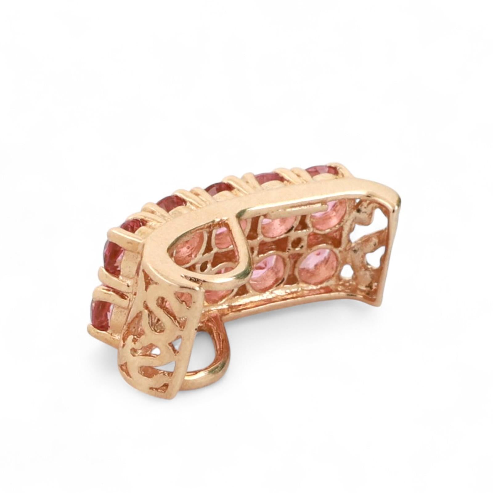 1.10 CTW Pink Tourmaline Rectangular Slider Pendant 14K Yellow Gold 0.65" Estate