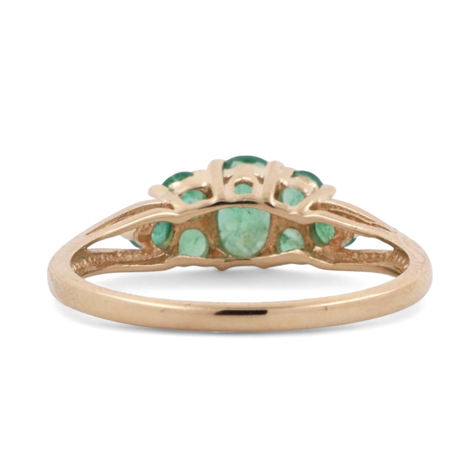 0.73 CTW Emerald Gemstone Cocktail Ring 14K Yellow Gold Size 7 Ladies Estate