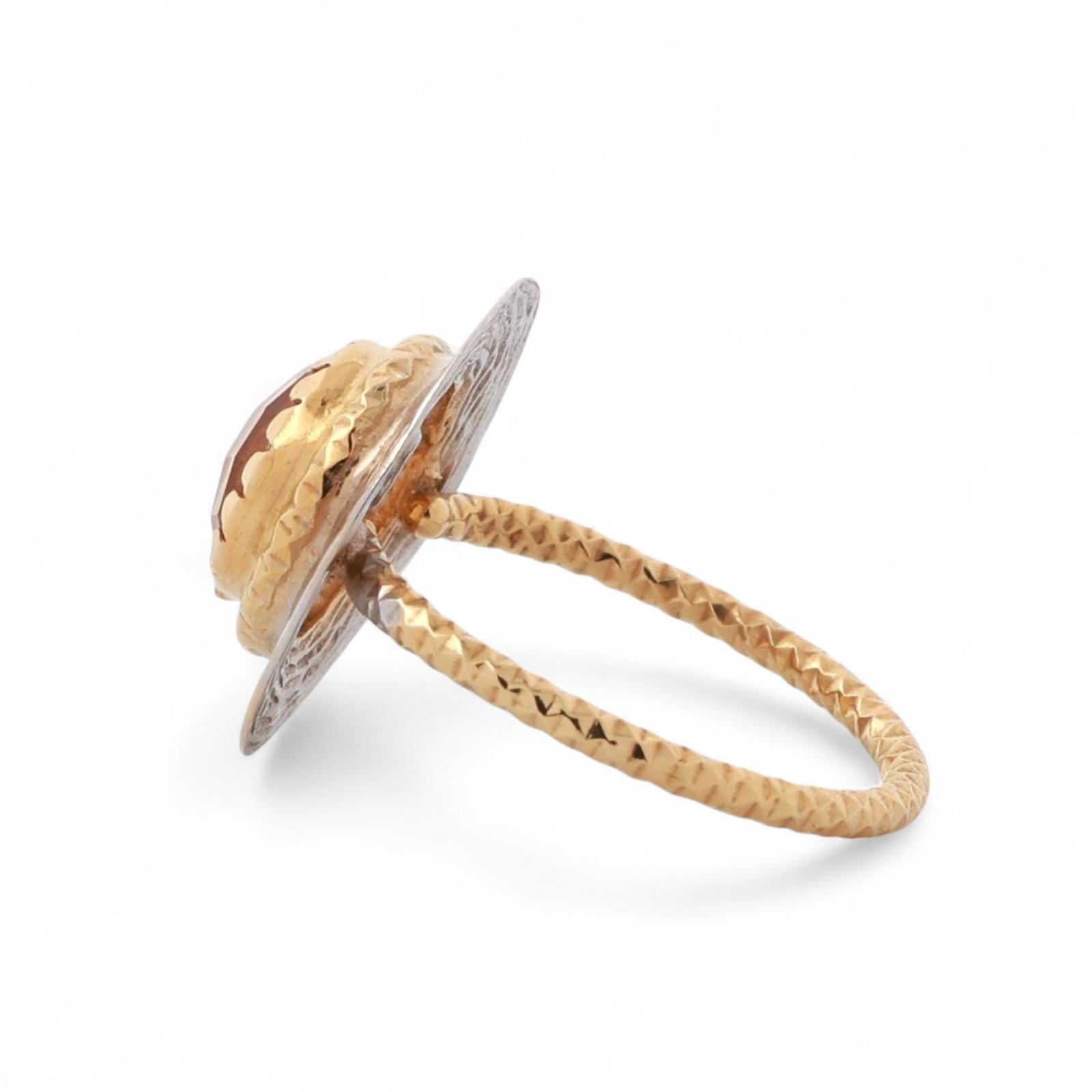 1.75 CT Round Cut Citrine Statement Ring 14K Gold Size 6 Ladies Estate