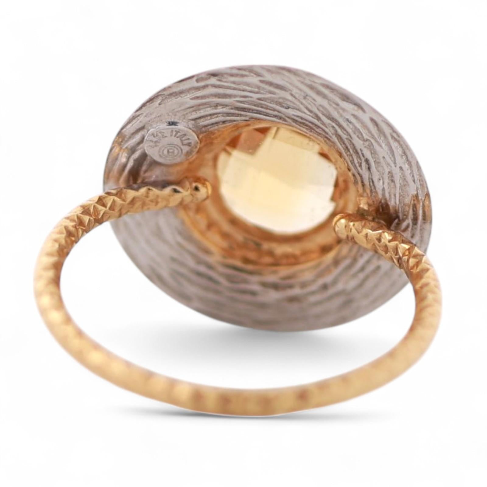 1.75 CT Round Cut Citrine Statement Ring 14K Gold Size 6 Ladies Estate
