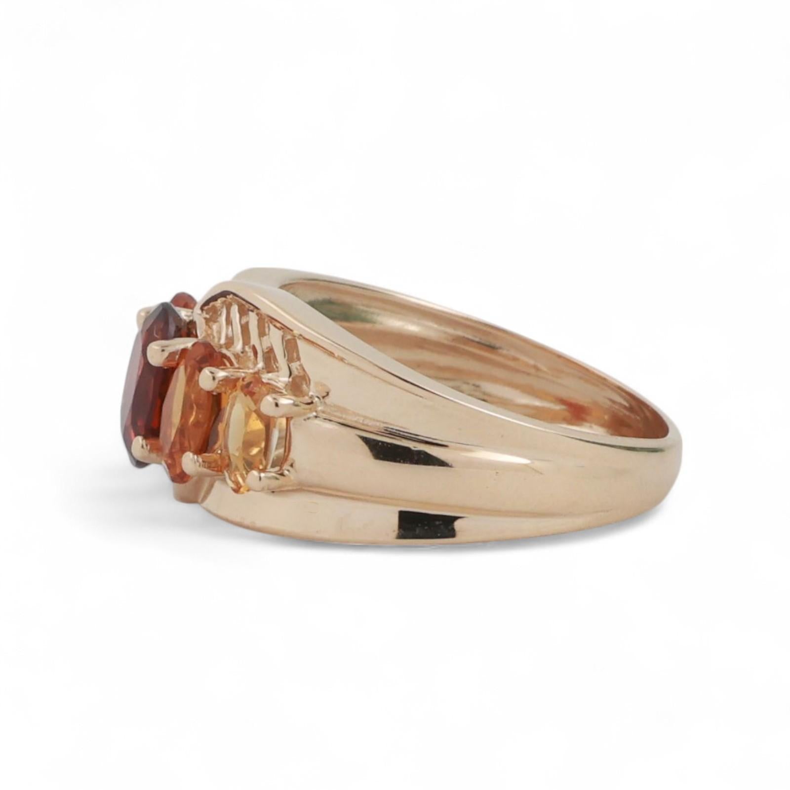 5-Stone Oval Citrine Band Ring 14K Yellow Gold 1.93 CTW Gemstones Size 6.25