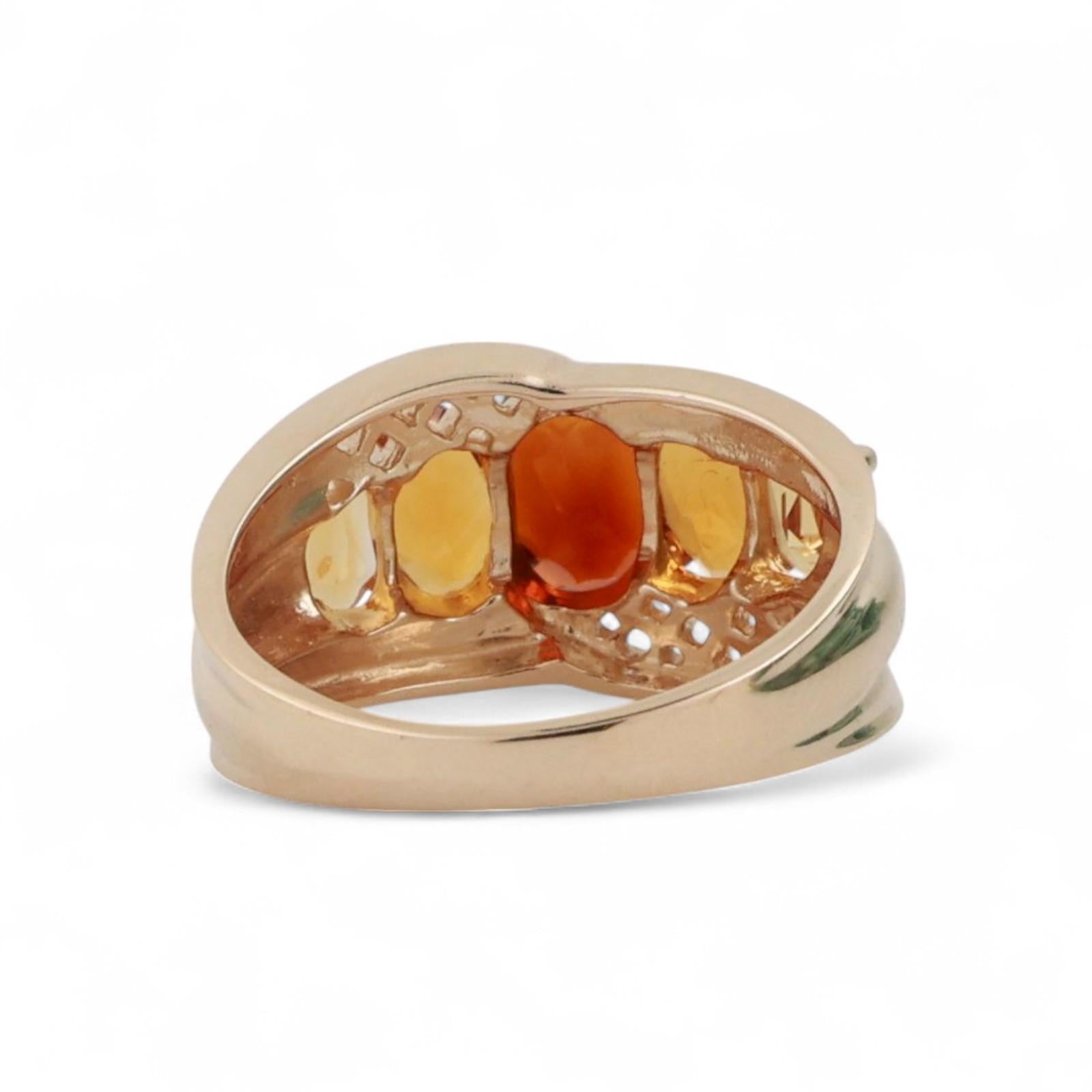 5-Stone Oval Citrine Band Ring 14K Yellow Gold 1.93 CTW Gemstones Size 6.25