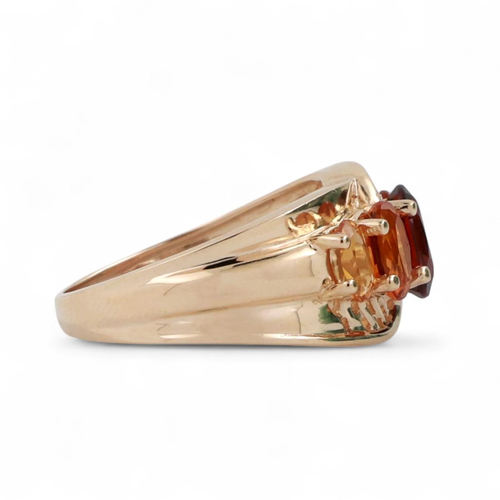 5-Stone Oval Citrine Band Ring 14K Yellow Gold 1.93 CTW Gemstones Size 6.25