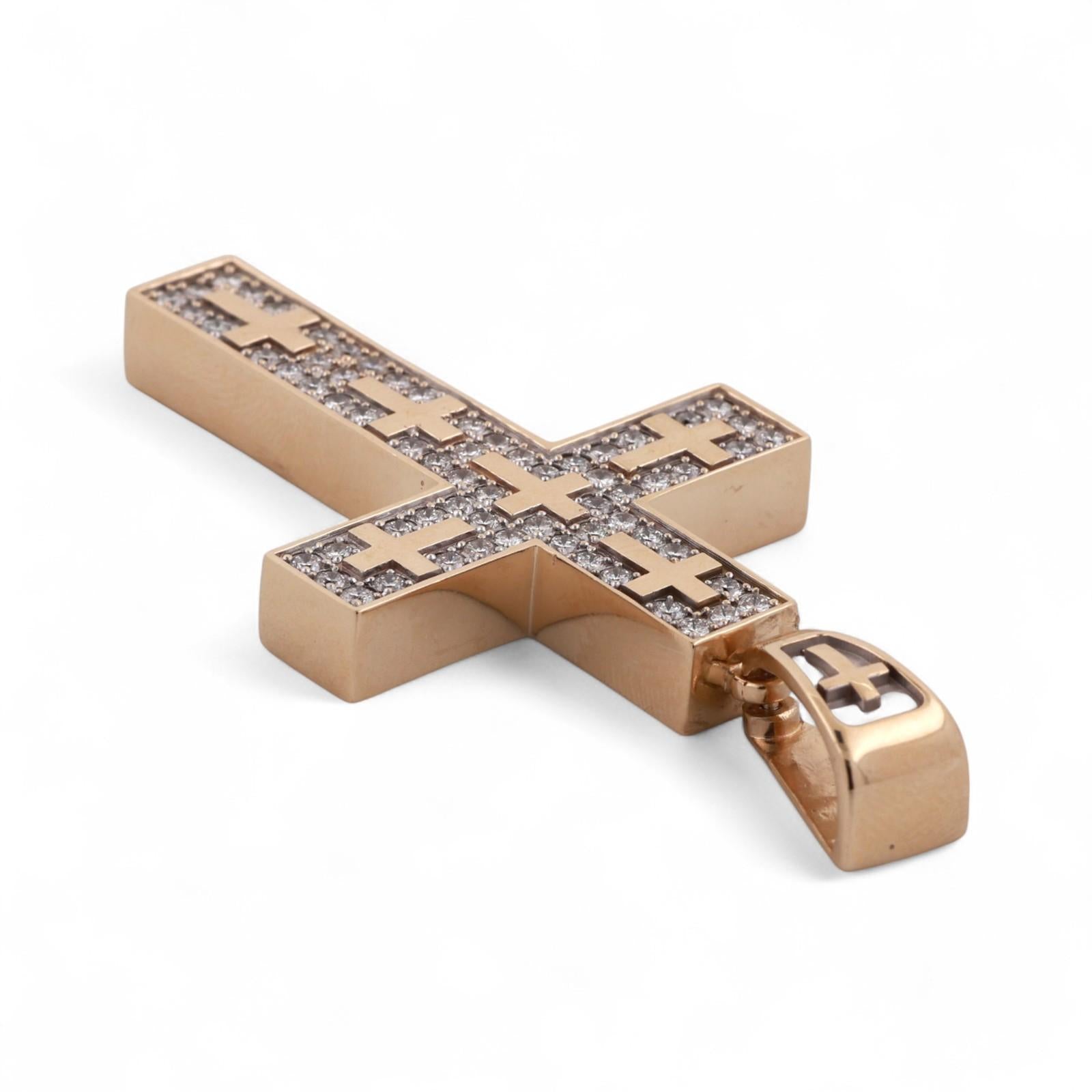 Religious Diamond Cross Pendant 14K Yellow Gold 2.25 TW Diamonds 1.75" Estate