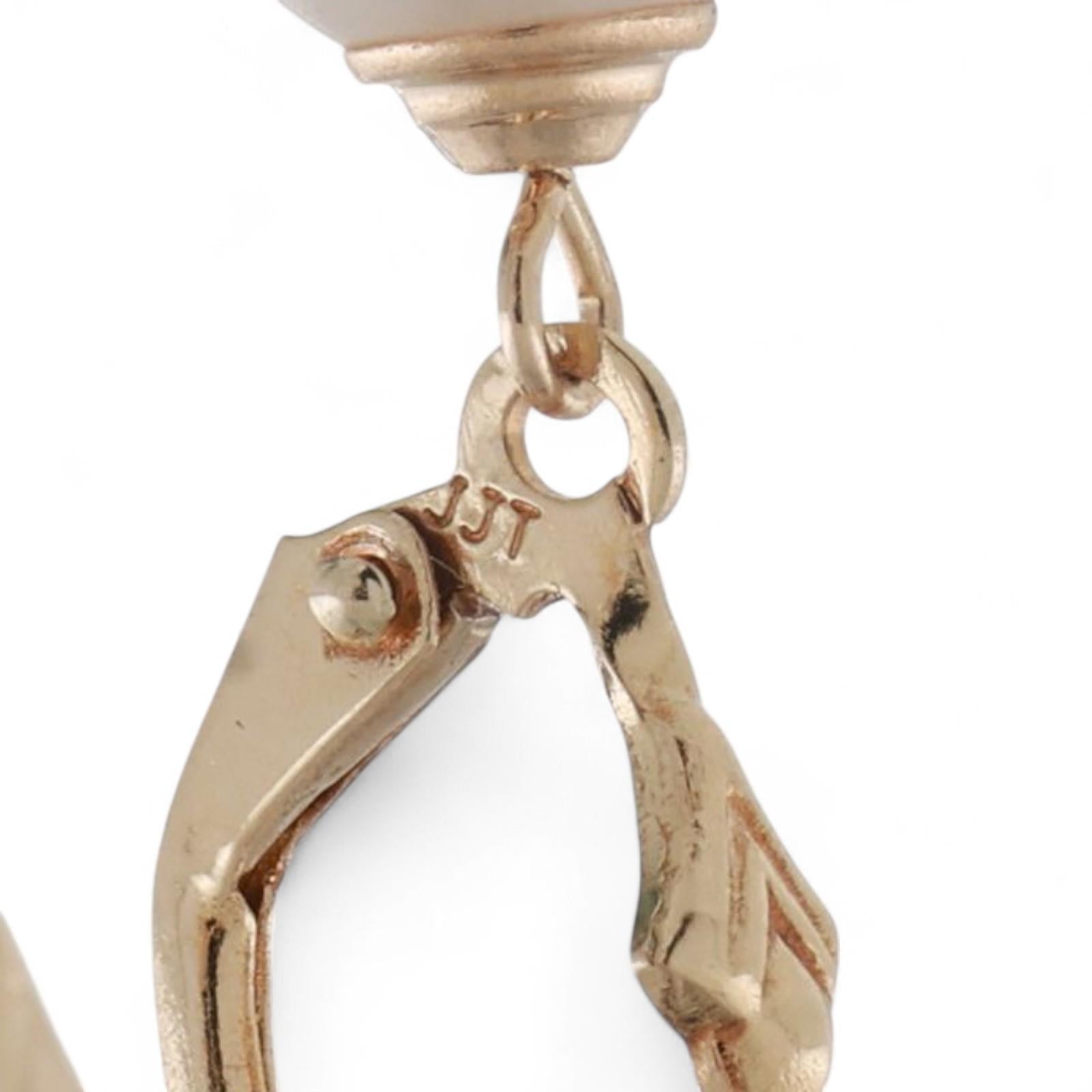 Faux Pearl Drop Dangle Earrings 14K Yellow Gold Lever Backs 1.50" Ladies Estate
