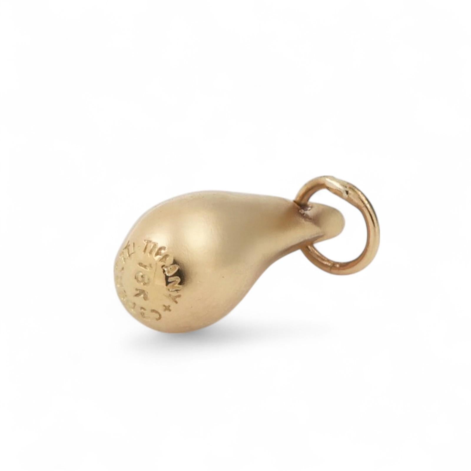 Tiffany & Co. 18K Yellow Gold Elsa Peretti Teardrop Pendant Charm 0.60"