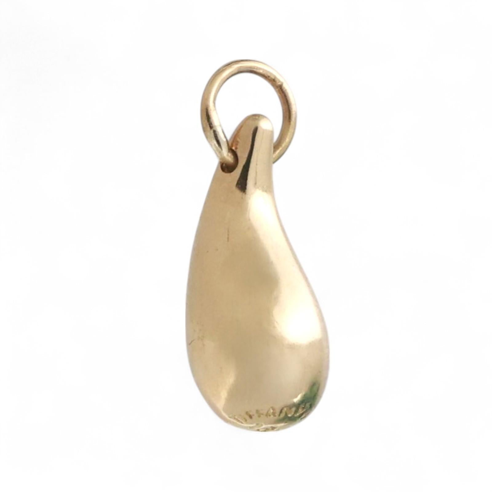 Tiffany & Co. 18K Yellow Gold Elsa Peretti Teardrop Pendant Charm 0.60"