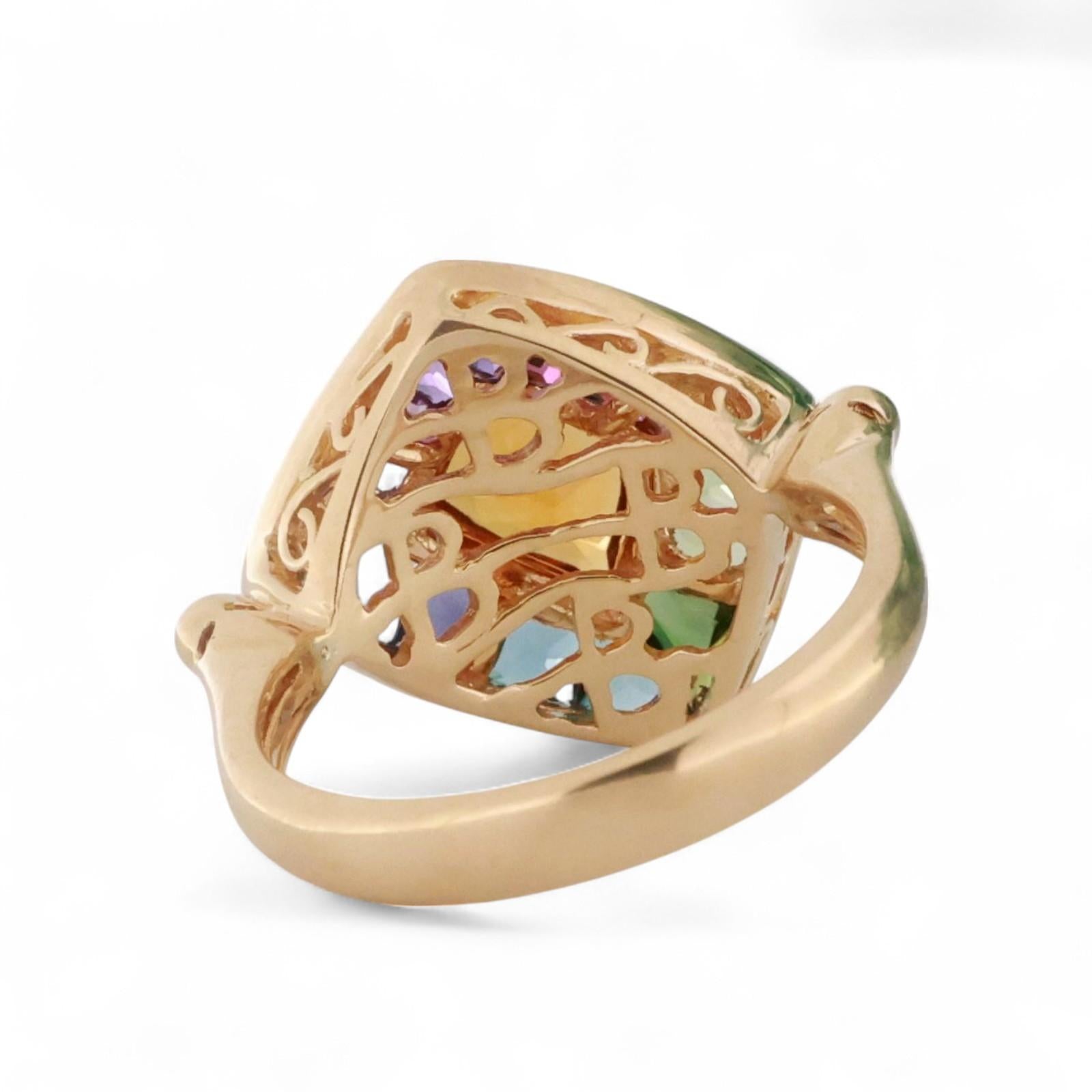 Bellarri Citrine Multi-Colored Sapphire Diamond Ring 18K Gold 2.11 CTW SZ 7.25