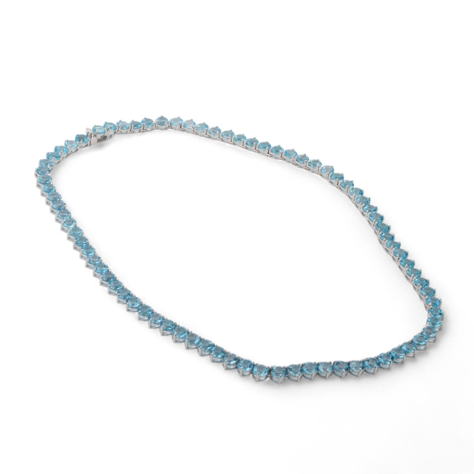 45.82 CTW Blue Topaz Tennis Necklace 14K White Gold 16.5" Ladies Estate
