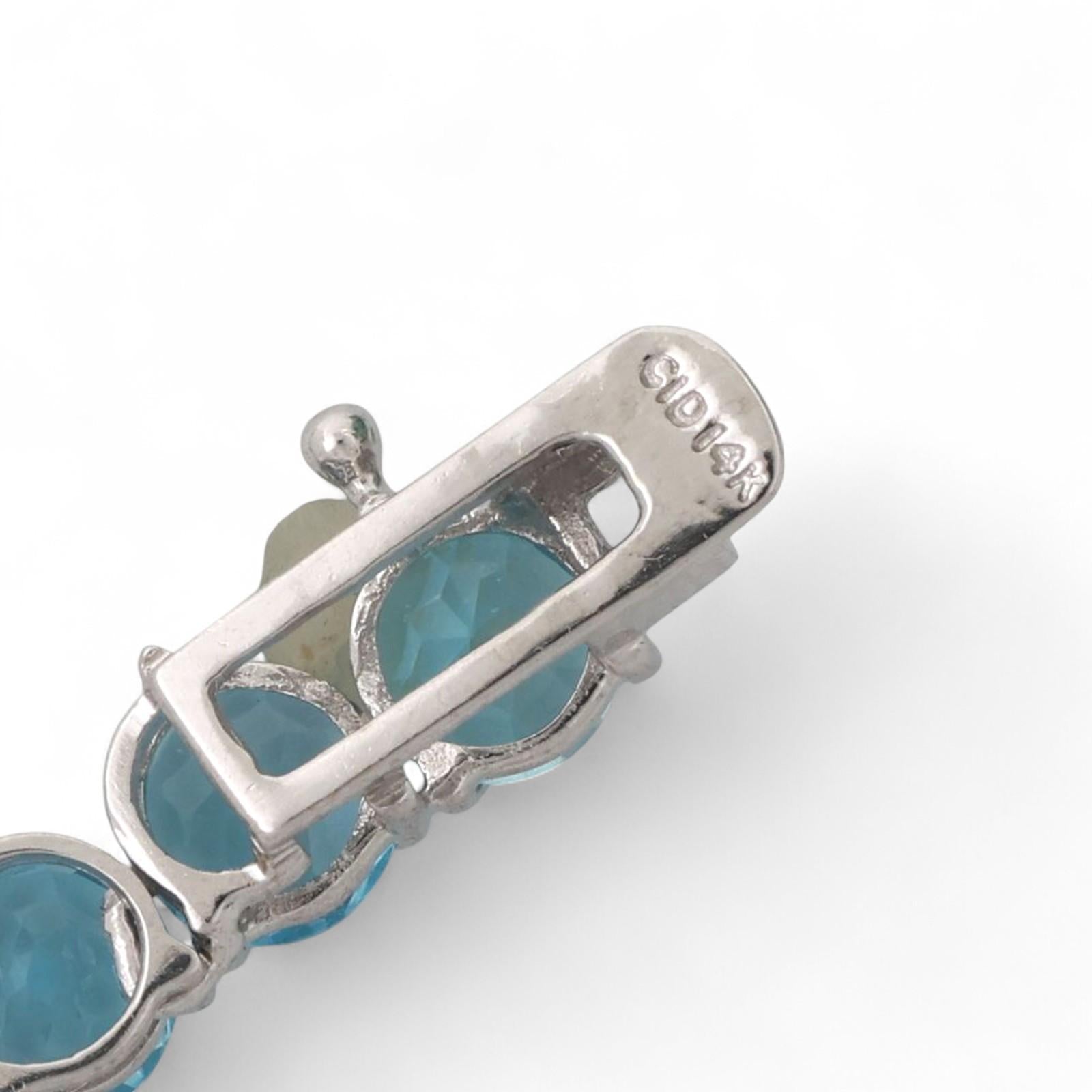 45.82 CTW Blue Topaz Tennis Necklace 14K White Gold 16.5" Ladies Estate