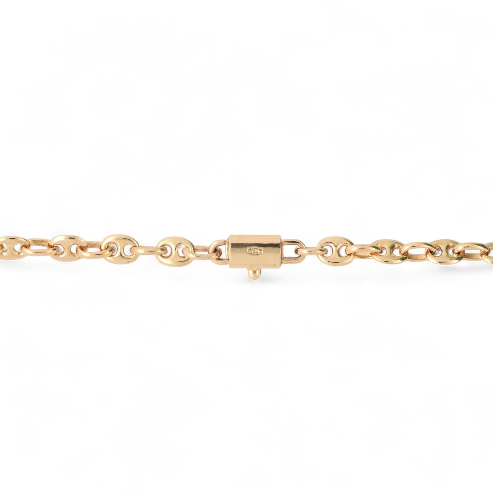 Puffy Mariner Link Necklace 18K Yellow Gold 19.75" Unisex Estate
