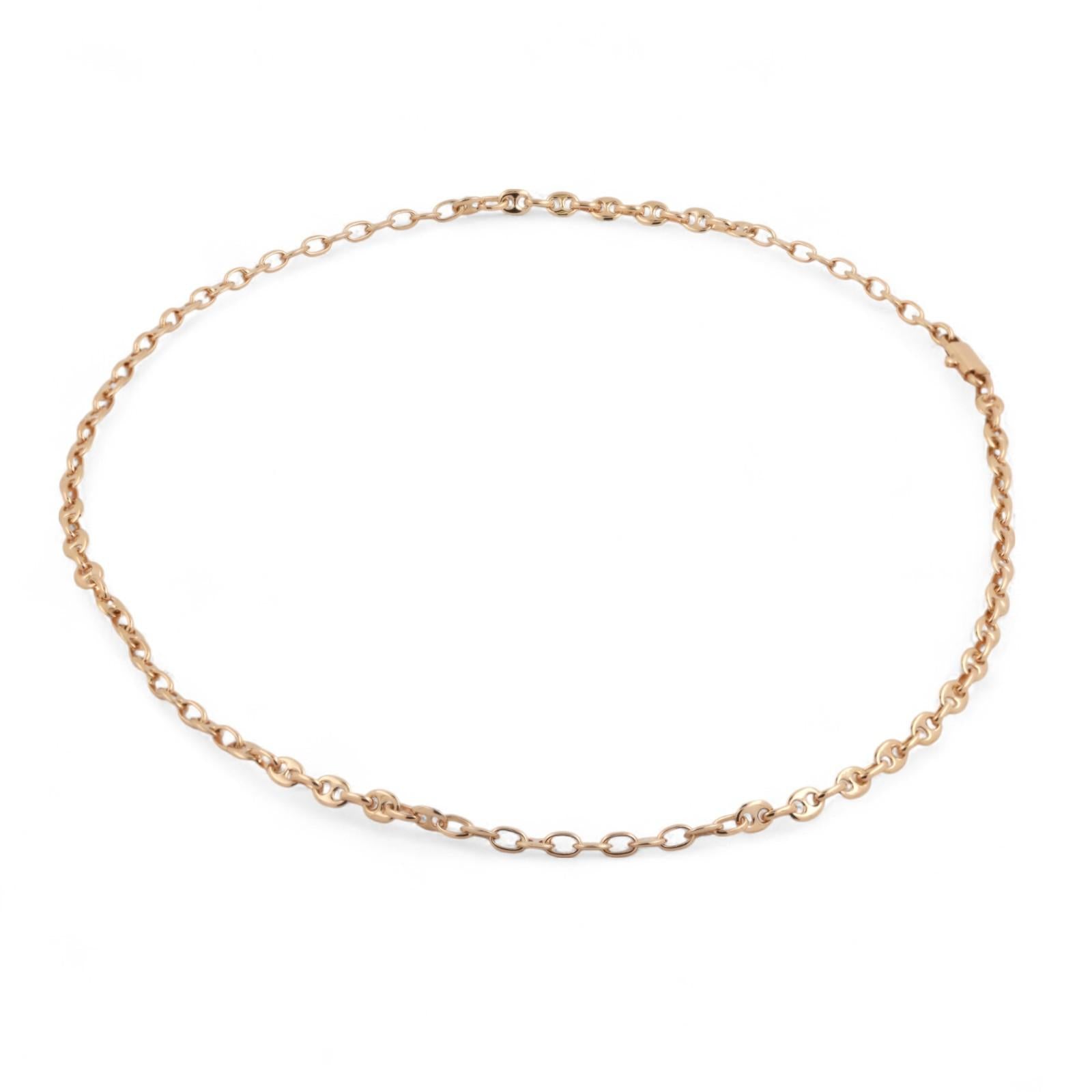 Puffy Mariner Link Necklace 18K Yellow Gold 19.75" Unisex Estate