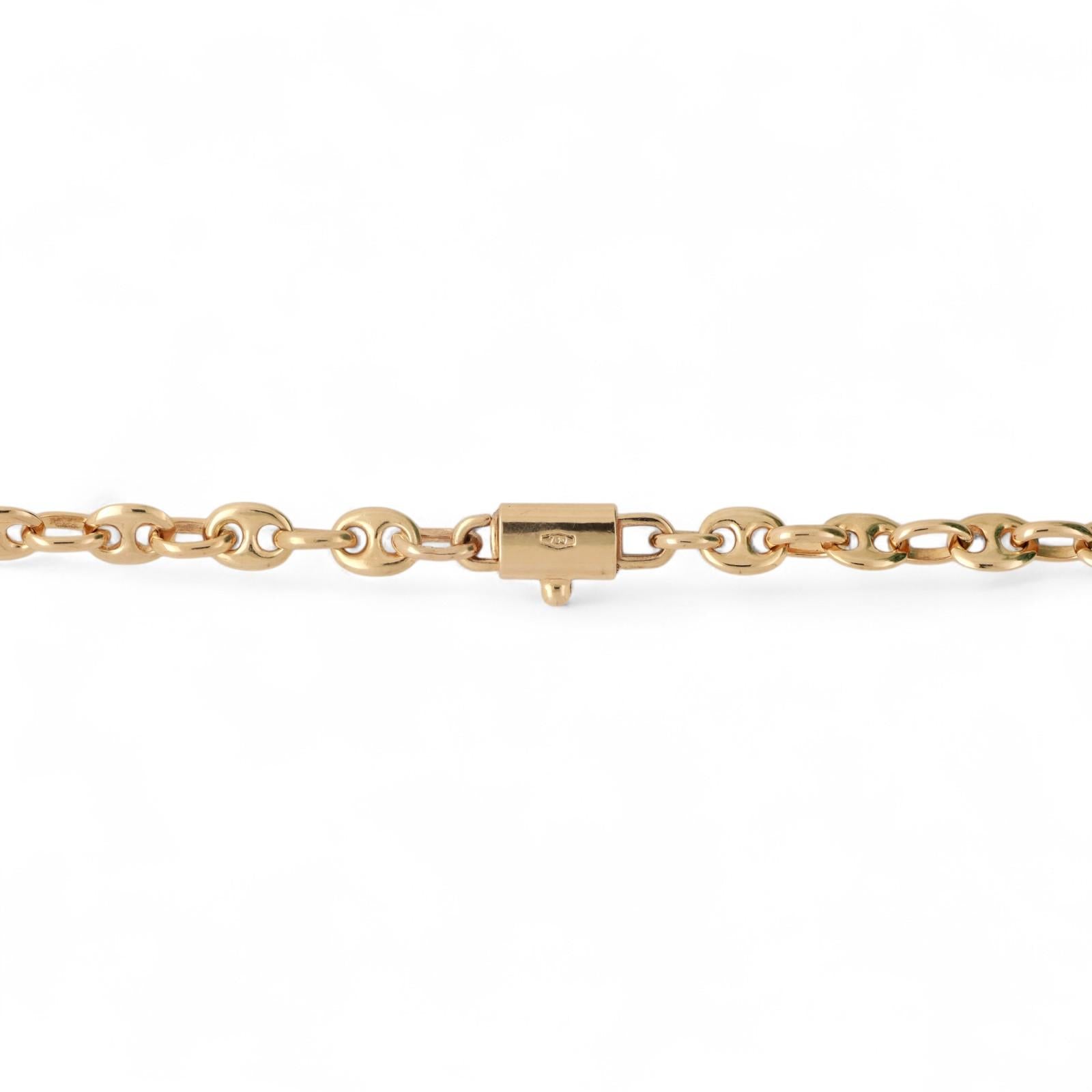 Puffy Mariner Link Necklace 18K Yellow Gold 19.75" Unisex Estate