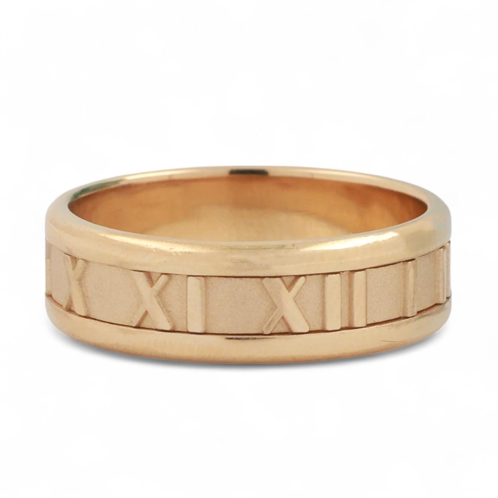 18K Yellow Gold Tiffany & Co. Atlas Roman Numeral Wedding Band Ring Size 10.75