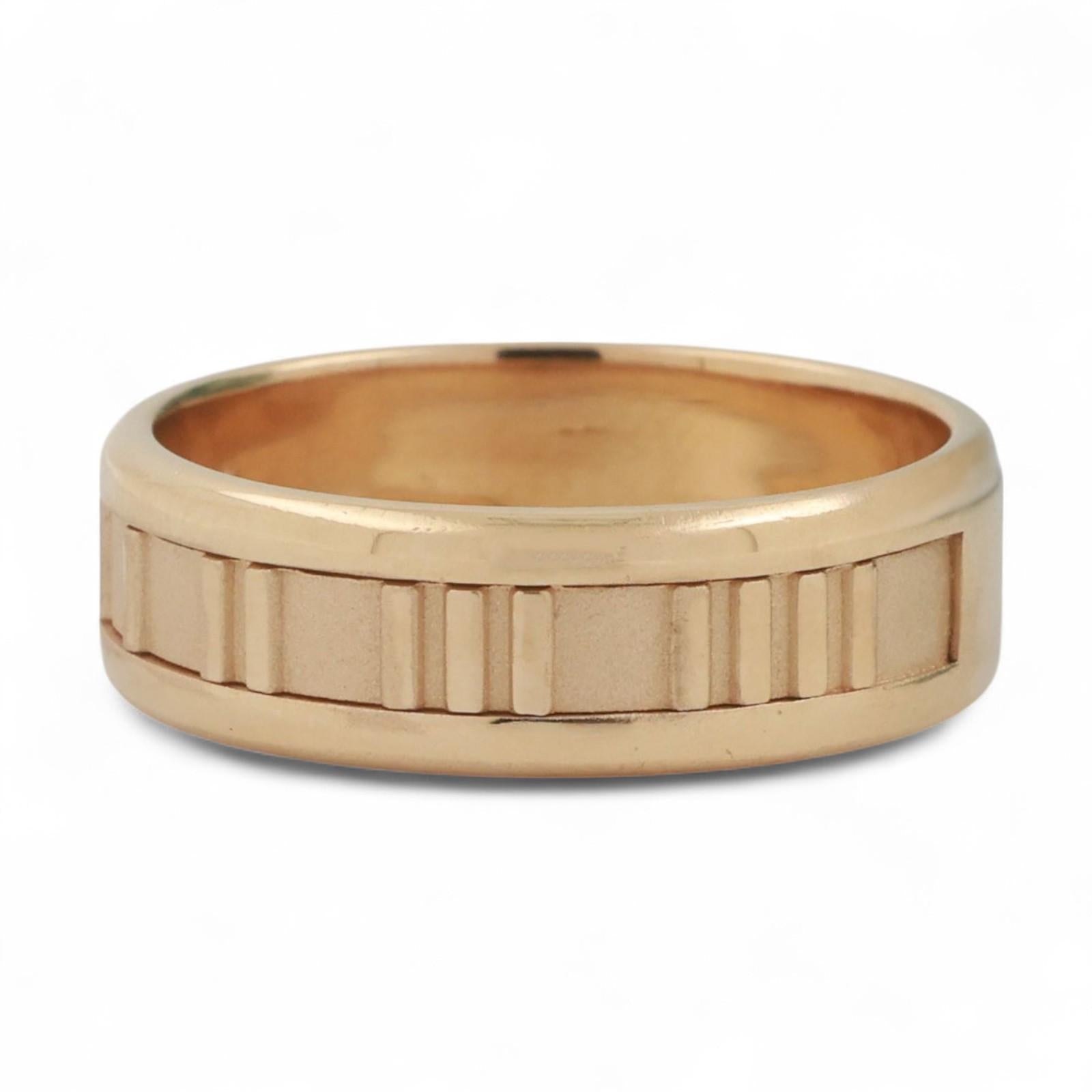 18K Yellow Gold Tiffany & Co. Atlas Roman Numeral Wedding Band Ring Size 10.75