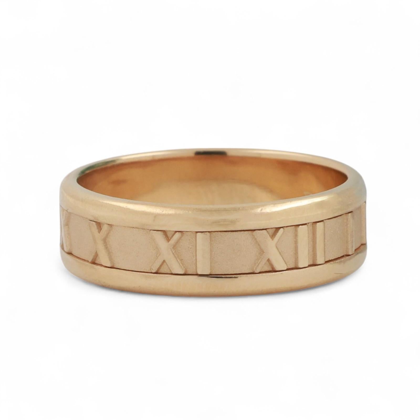 18K Yellow Gold Tiffany & Co. Atlas Roman Numeral Wedding Band Ring Size 10.75