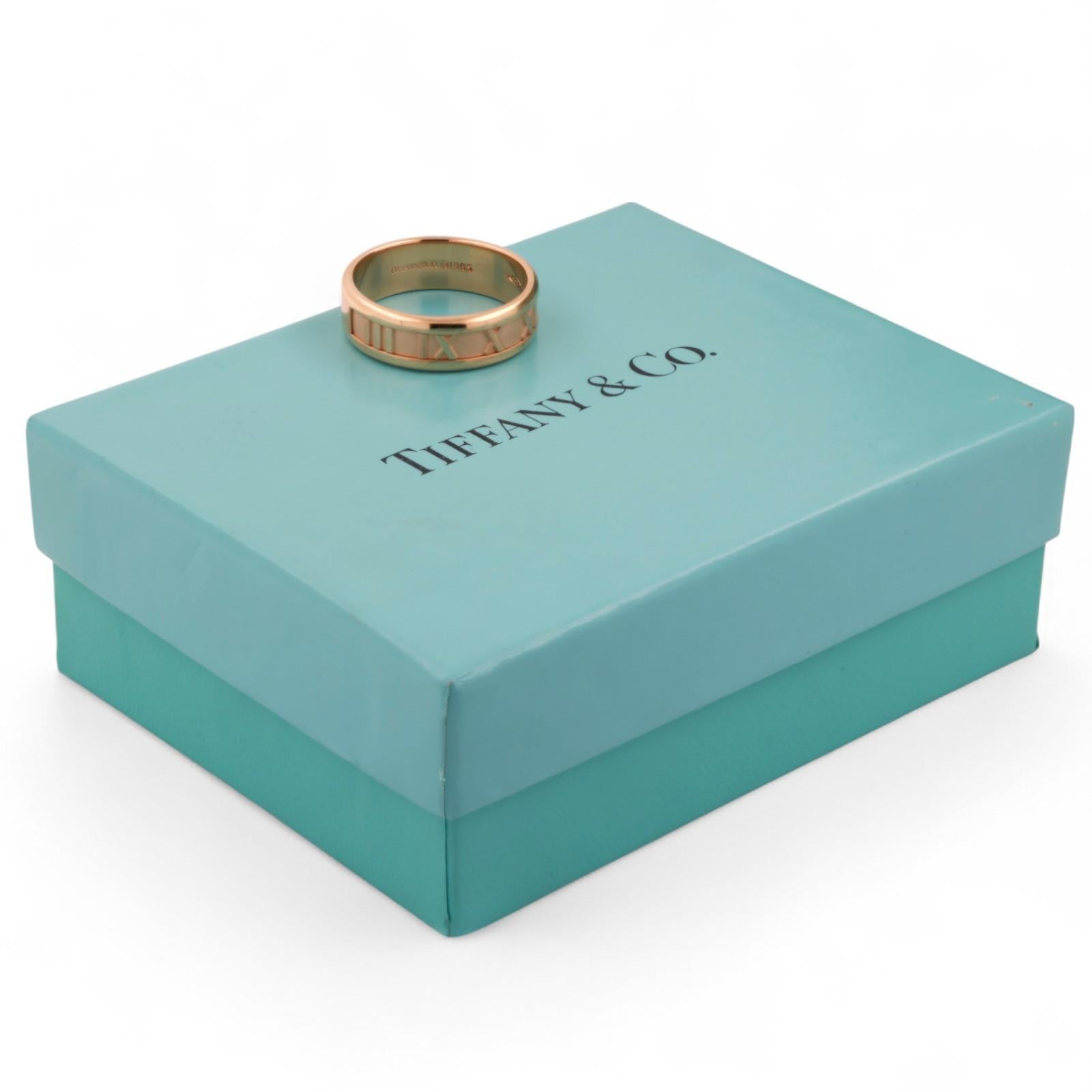 18K Yellow Gold Tiffany & Co. Atlas Roman Numeral Wedding Band Ring Size 10.75