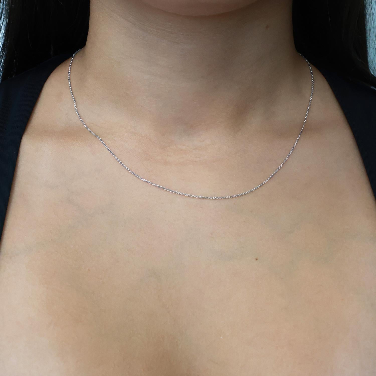 14K White Gold Cable Link Chain Necklace 1.10 mm Wide 18" Unisex Estate
