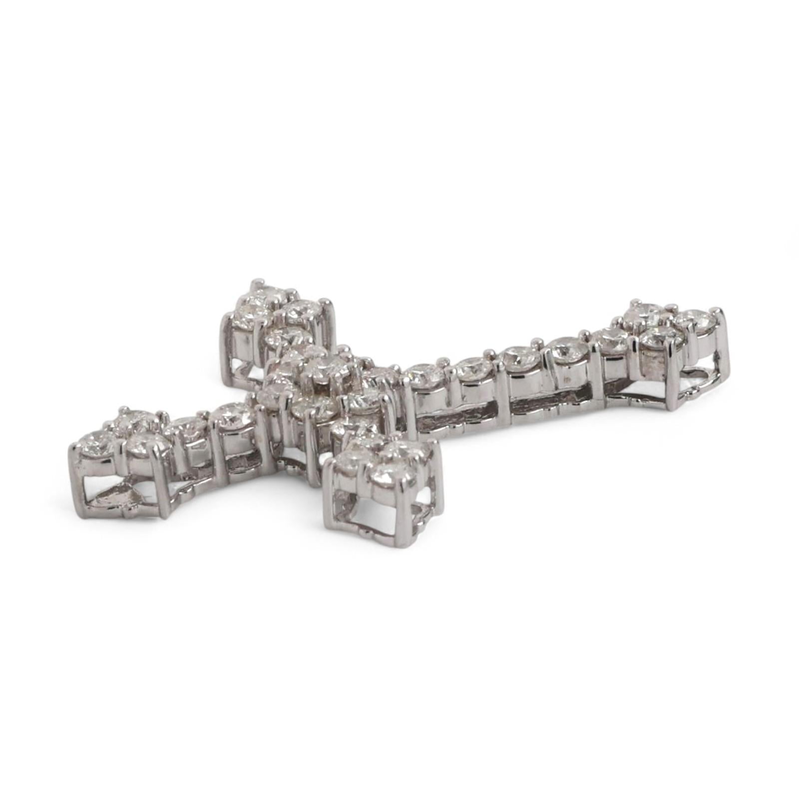 Religious Diamond Cross Pendant 14K White Gold 2.25 TW Diamonds 1.33" Large Size